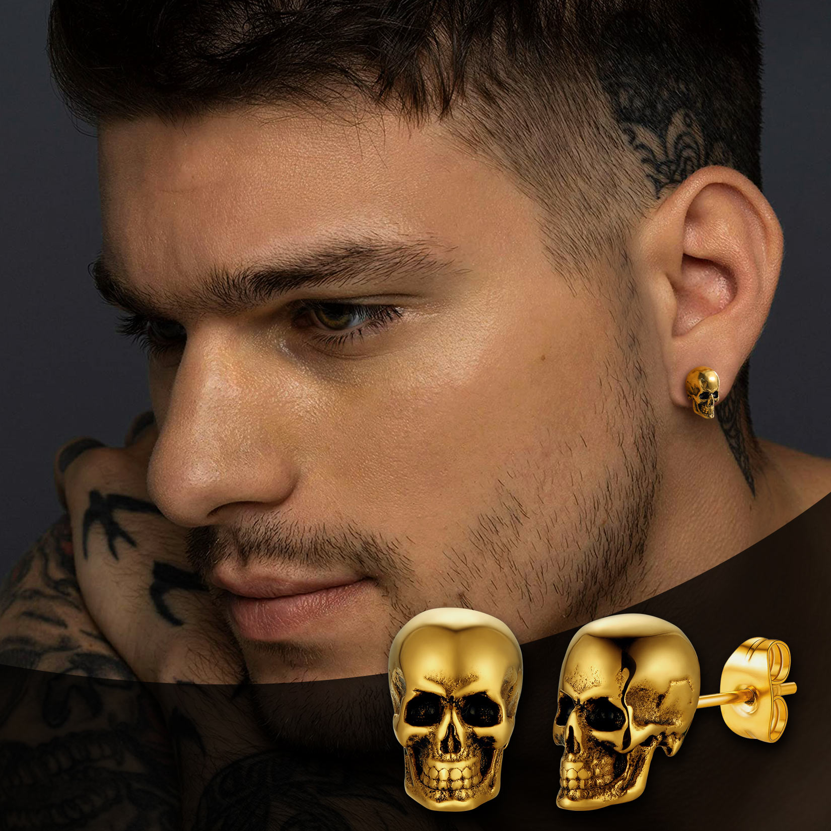 Skull Stud Earrings for Men