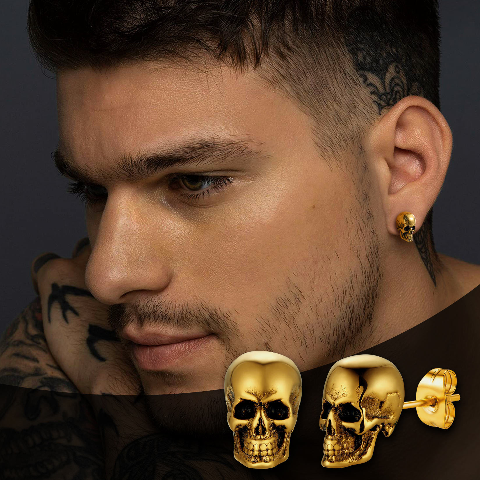 Skull Stud Earrings for Men