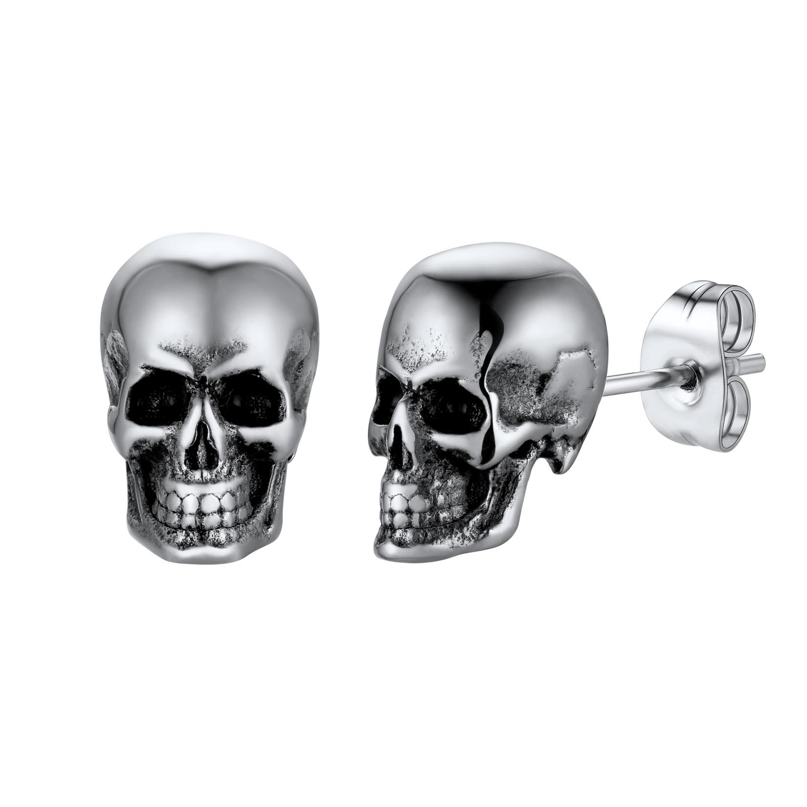 Skull Stud Earrings in Stainless Steel