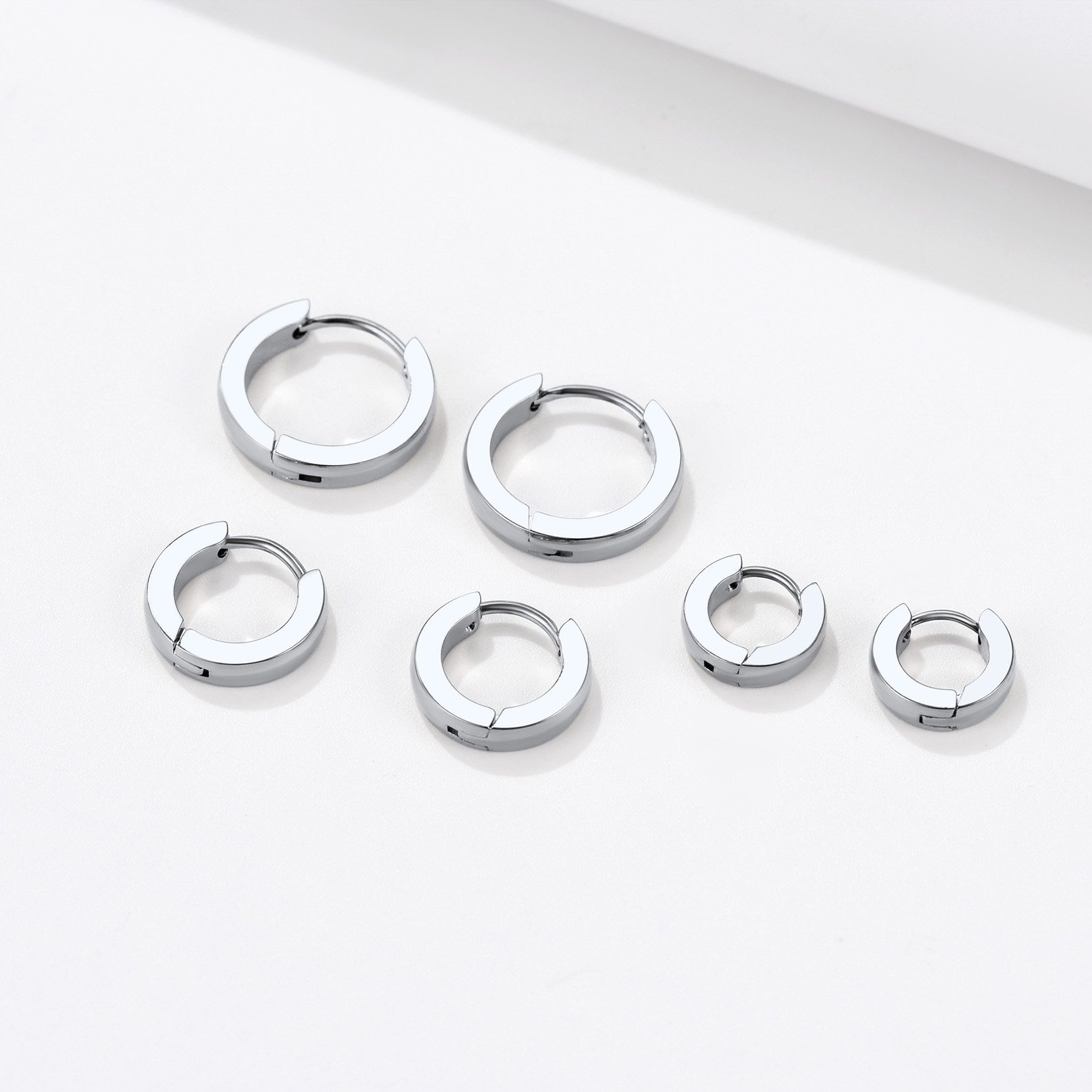 Small Huggie Hoop Earrings, Stainless Steel-02