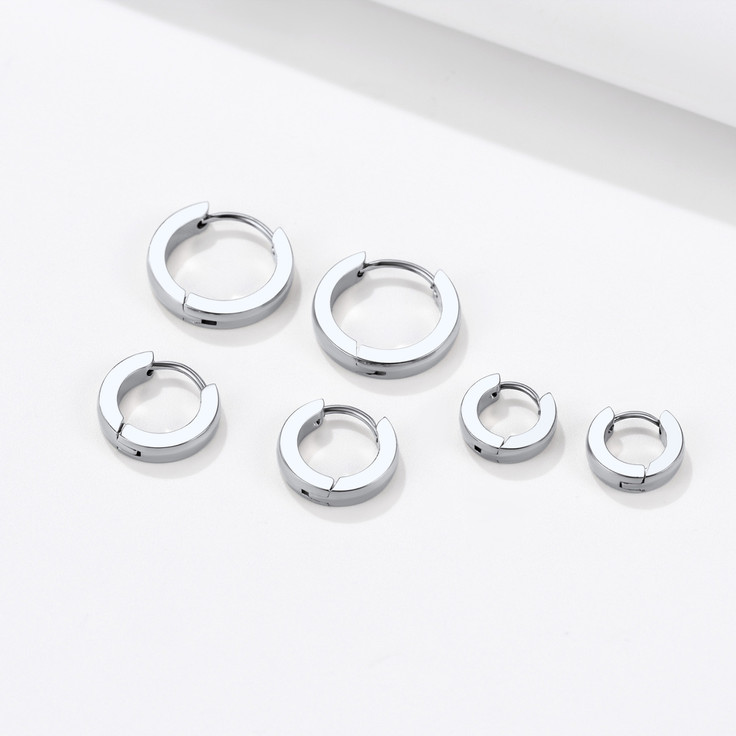 Small Huggie Hoop Earrings, Stainless Steel-02