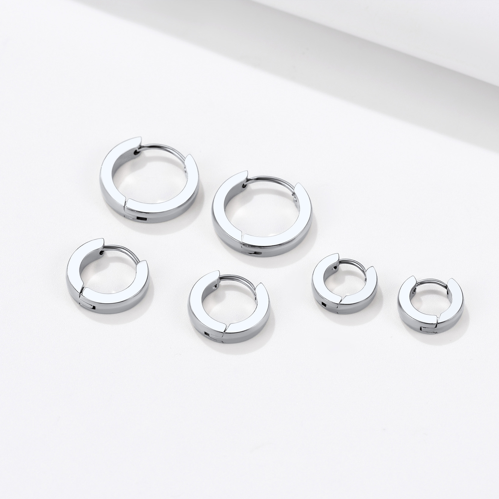 Small Huggie Hoop Earrings, Stainless Steel-02