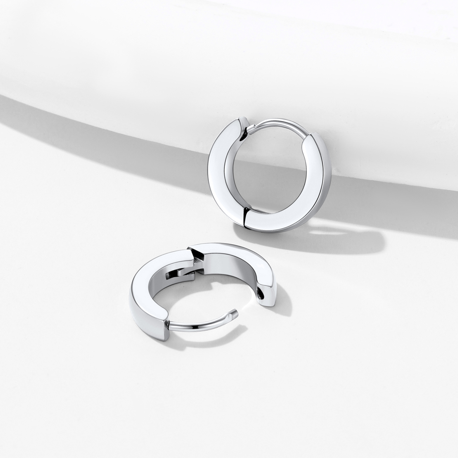Small Huggie Hoop Earrings, Stainless Steel-03