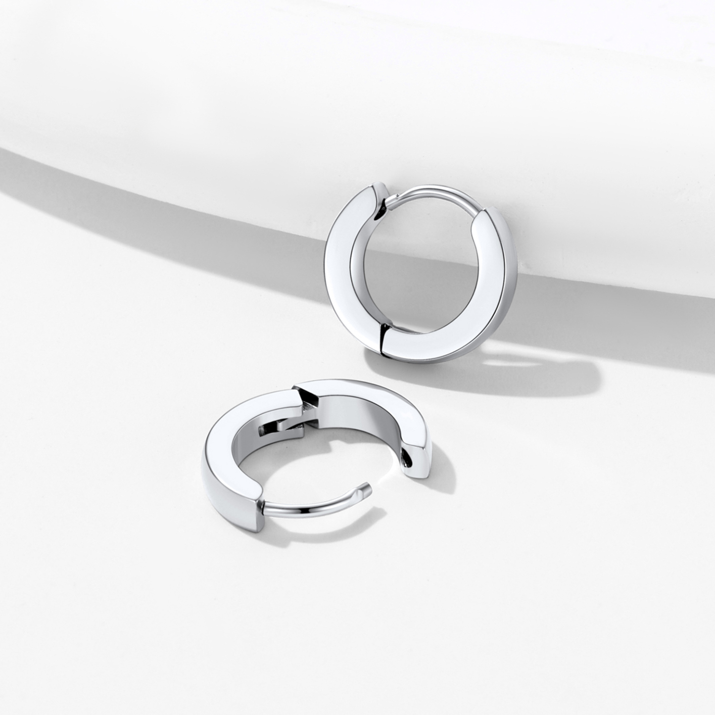 Small Huggie Hoop Earrings, Stainless Steel-03