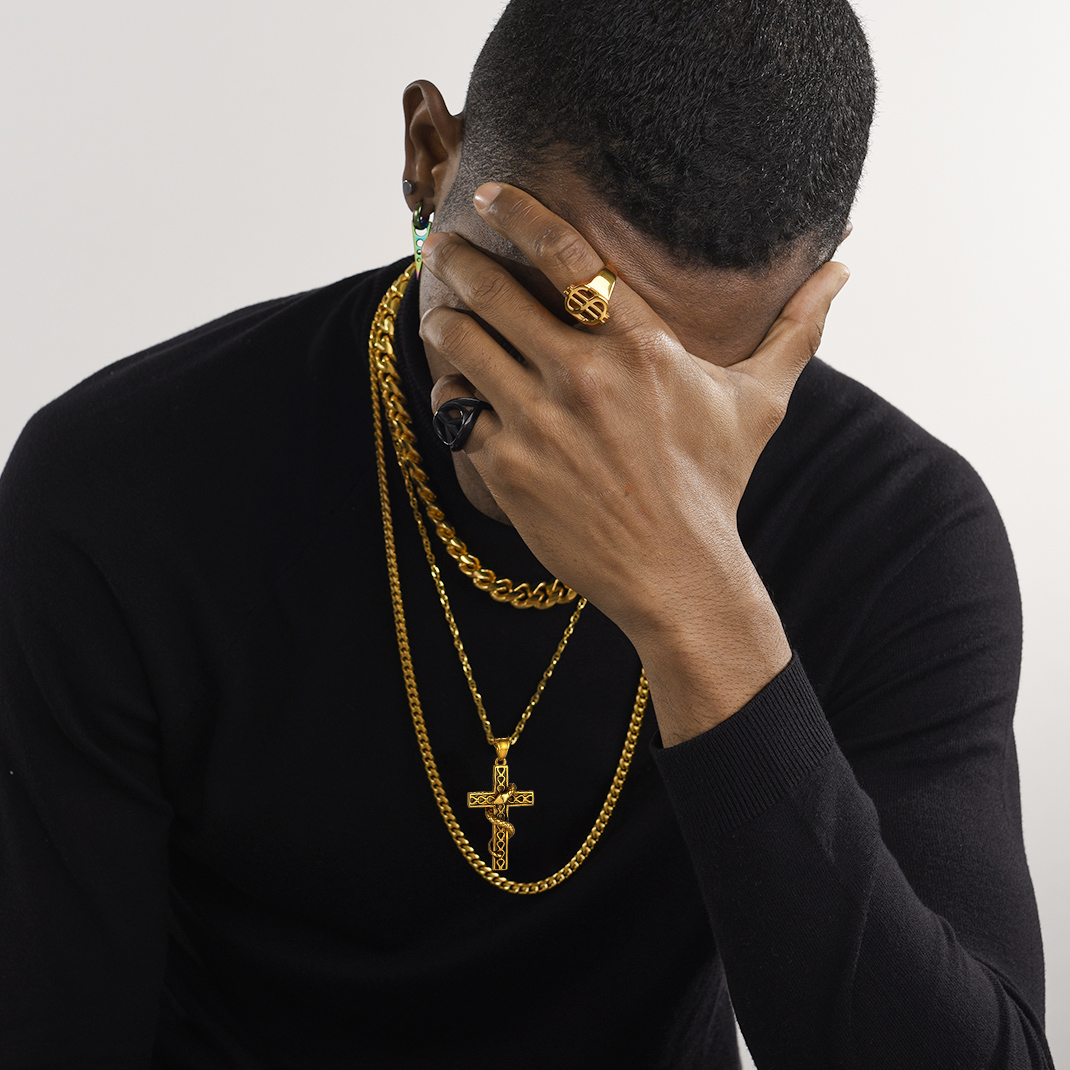 Snake Cross Pendant Necklace for Men-01