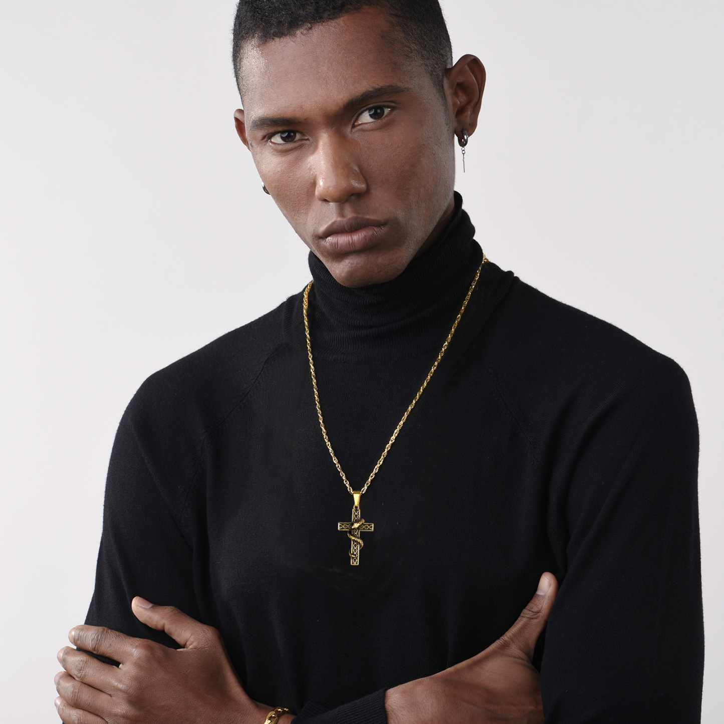 Snake Cross Pendant Necklace for Men-02