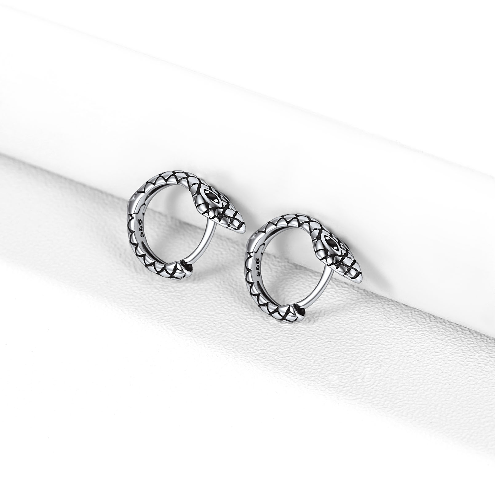 Snake Huggie Hoop Earrings, Sterling Silver-02