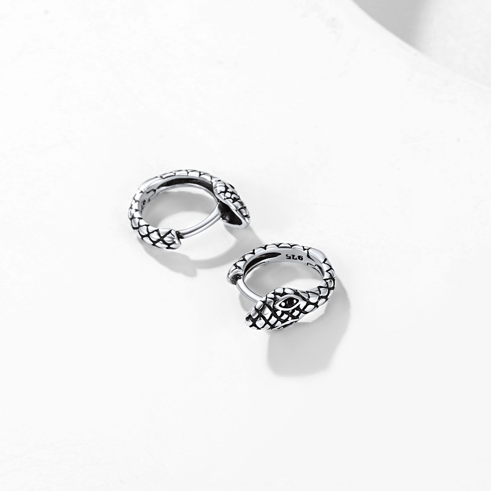 Snake Huggie Hoop Earrings, Sterling Silver-03