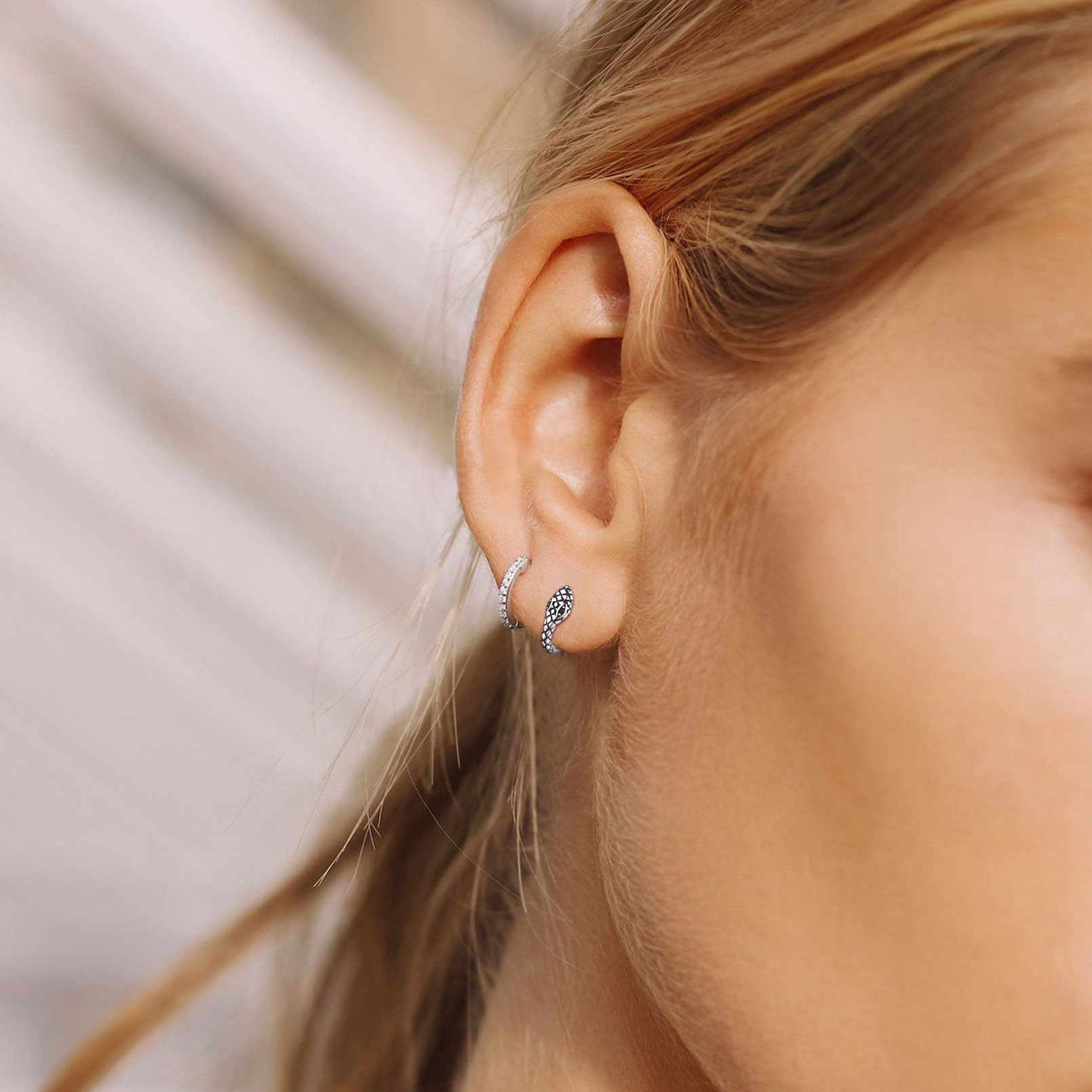 Snake Huggie Hoop Earrings for Women-02