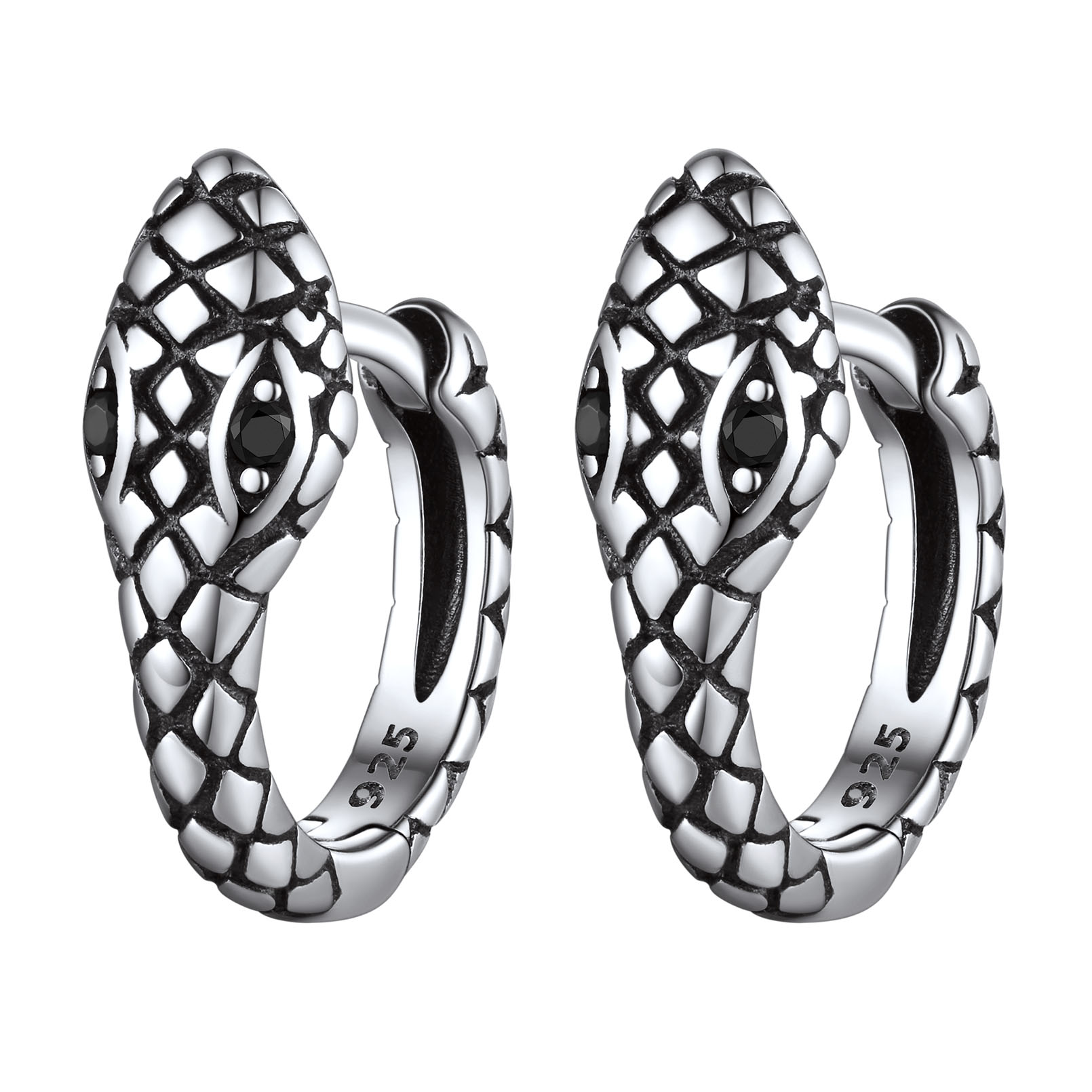 Snake Huggie Hoop Earrings in Sterling Silver