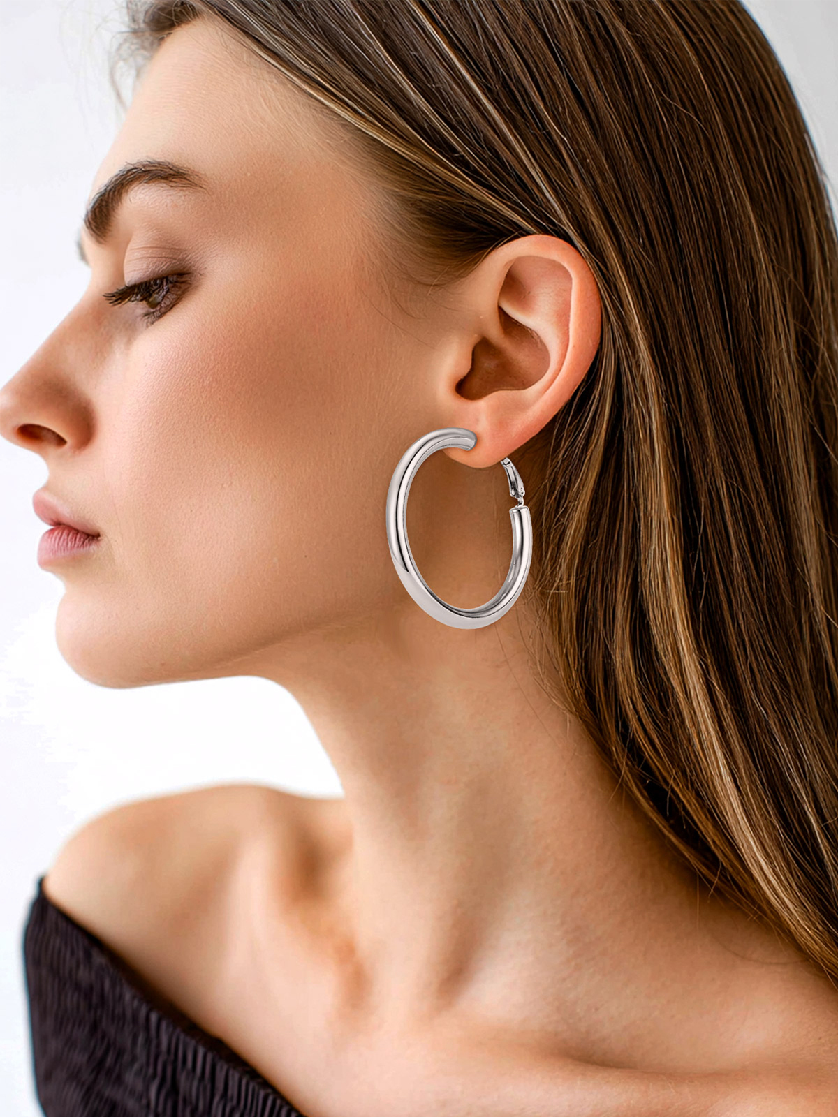 Chunky Hoop Earrings in Stainless