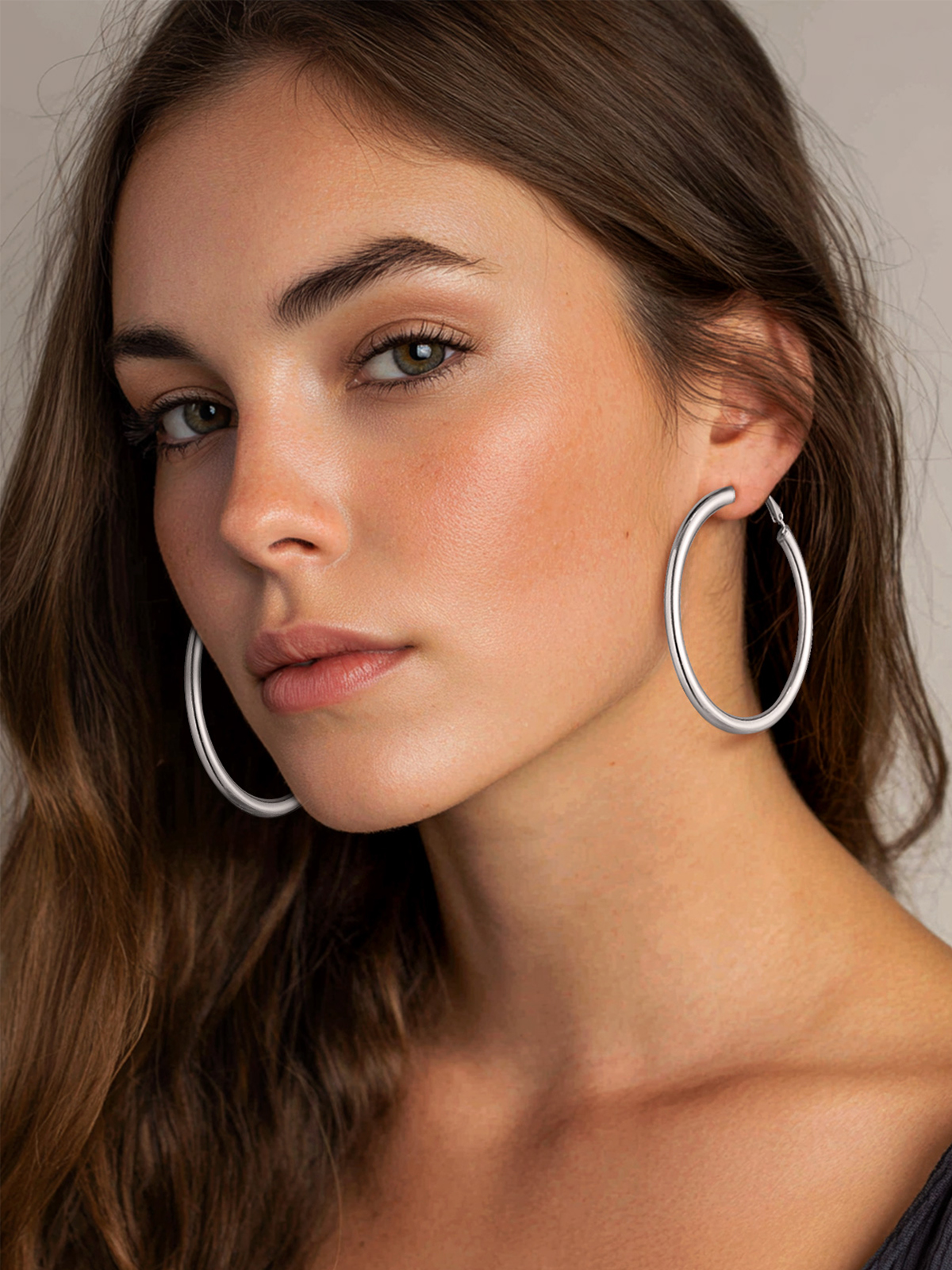 Chunky Hoop Earrings in Stainless