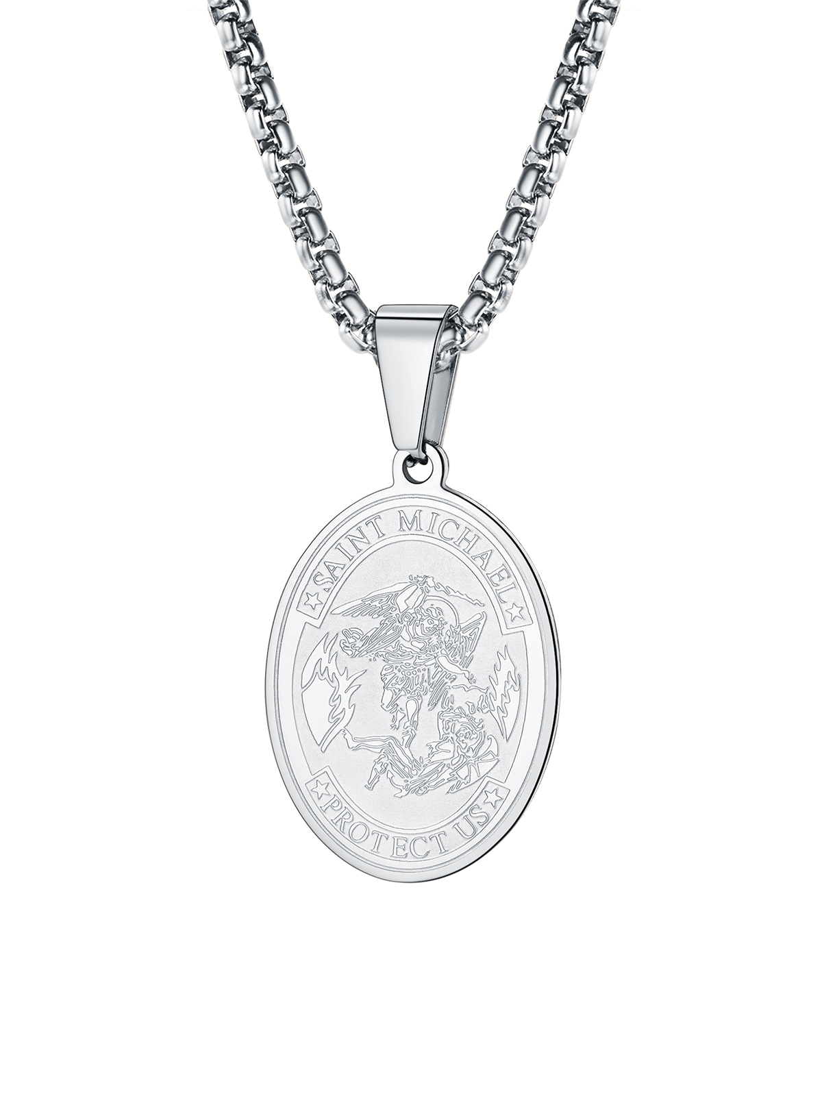 Saint Michael Pendant Bible Verse Protection Necklace in Stainless