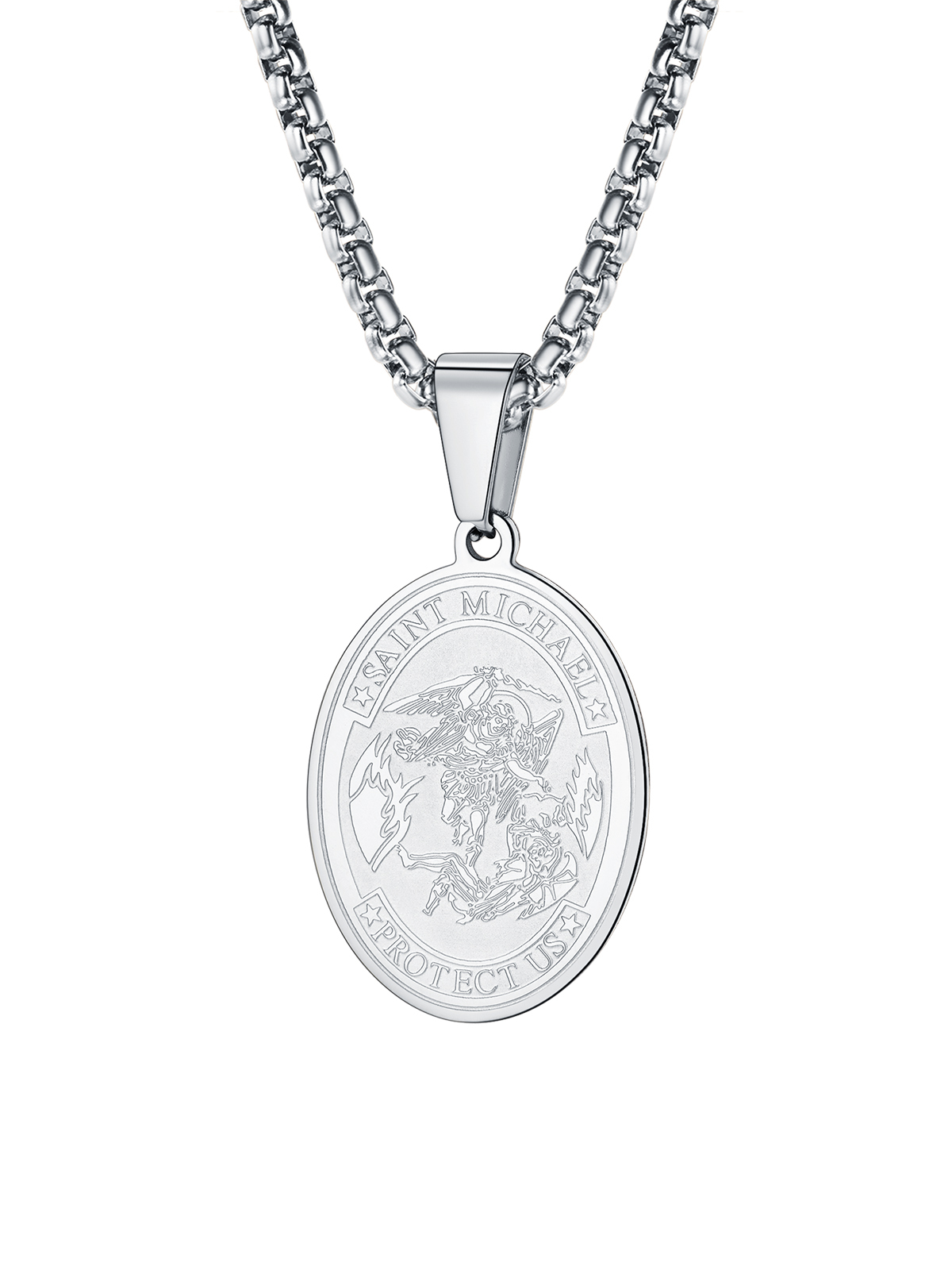 Saint Michael Pendant Bible Verse Protection Necklace in Stainless