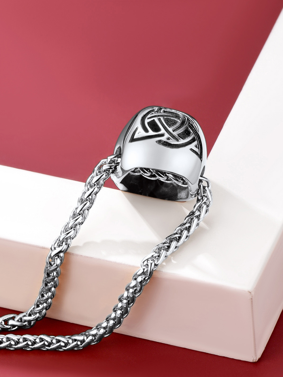Gothic Raven Skull Pendant Norse Viking Necklace in Stainless