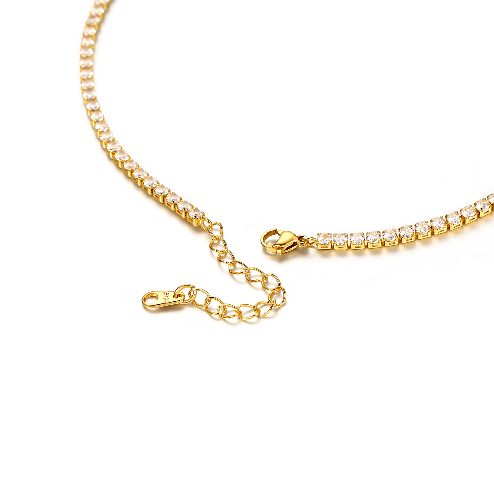 Tennis Chain Necklace with CZ, 18K Gold Plated-04
