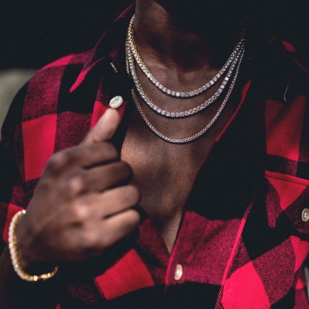 Tennis Chain Necklace with CZ for Men