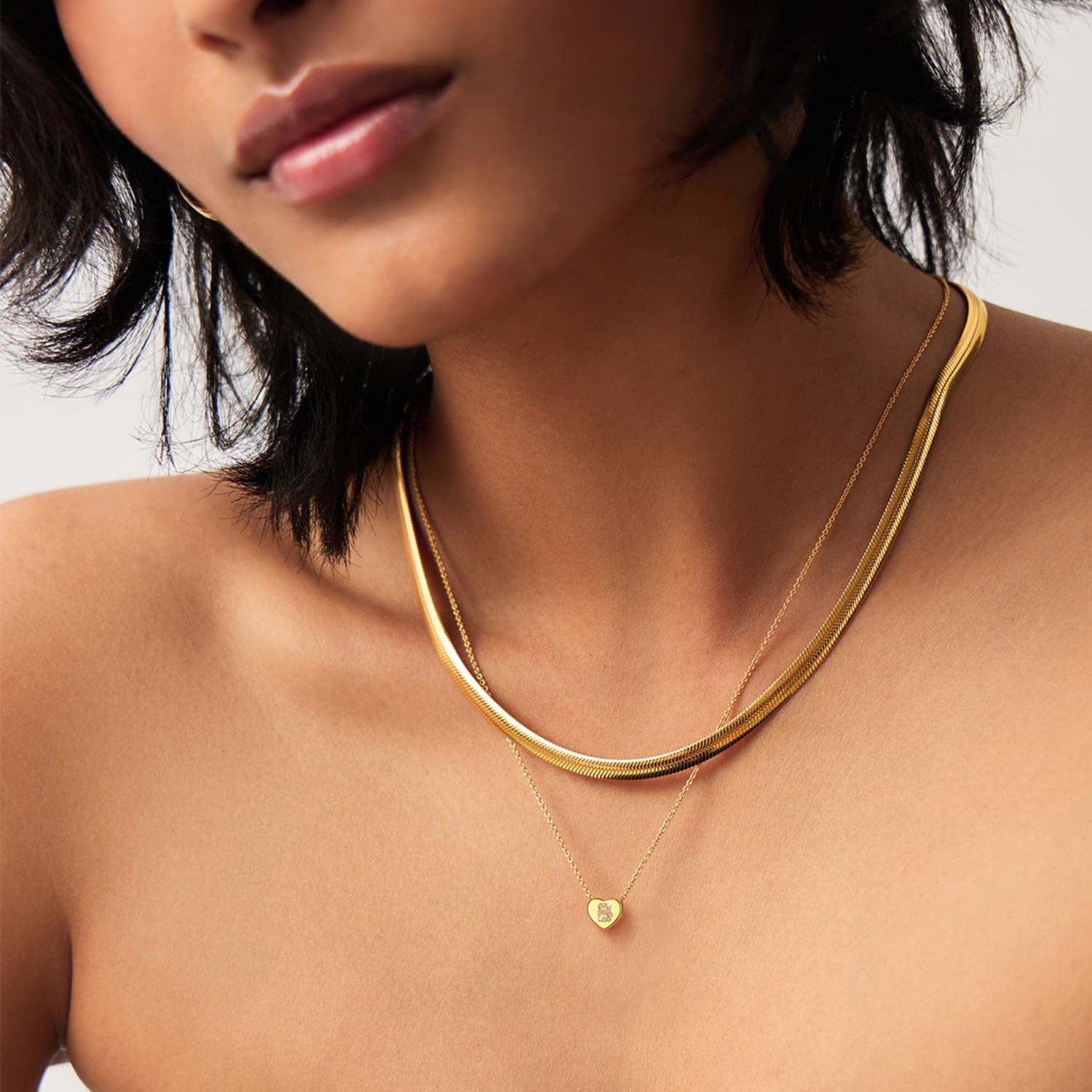 Tiny Heart Initial Necklace with CZ for Women-01