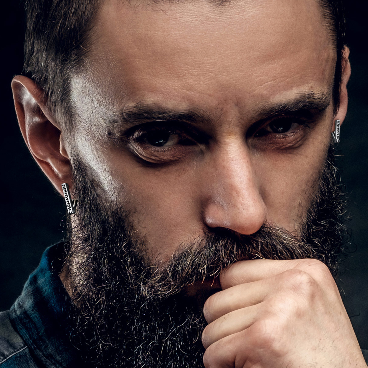 Triangle Viking Rune Huggie Hoop Earrings for Men