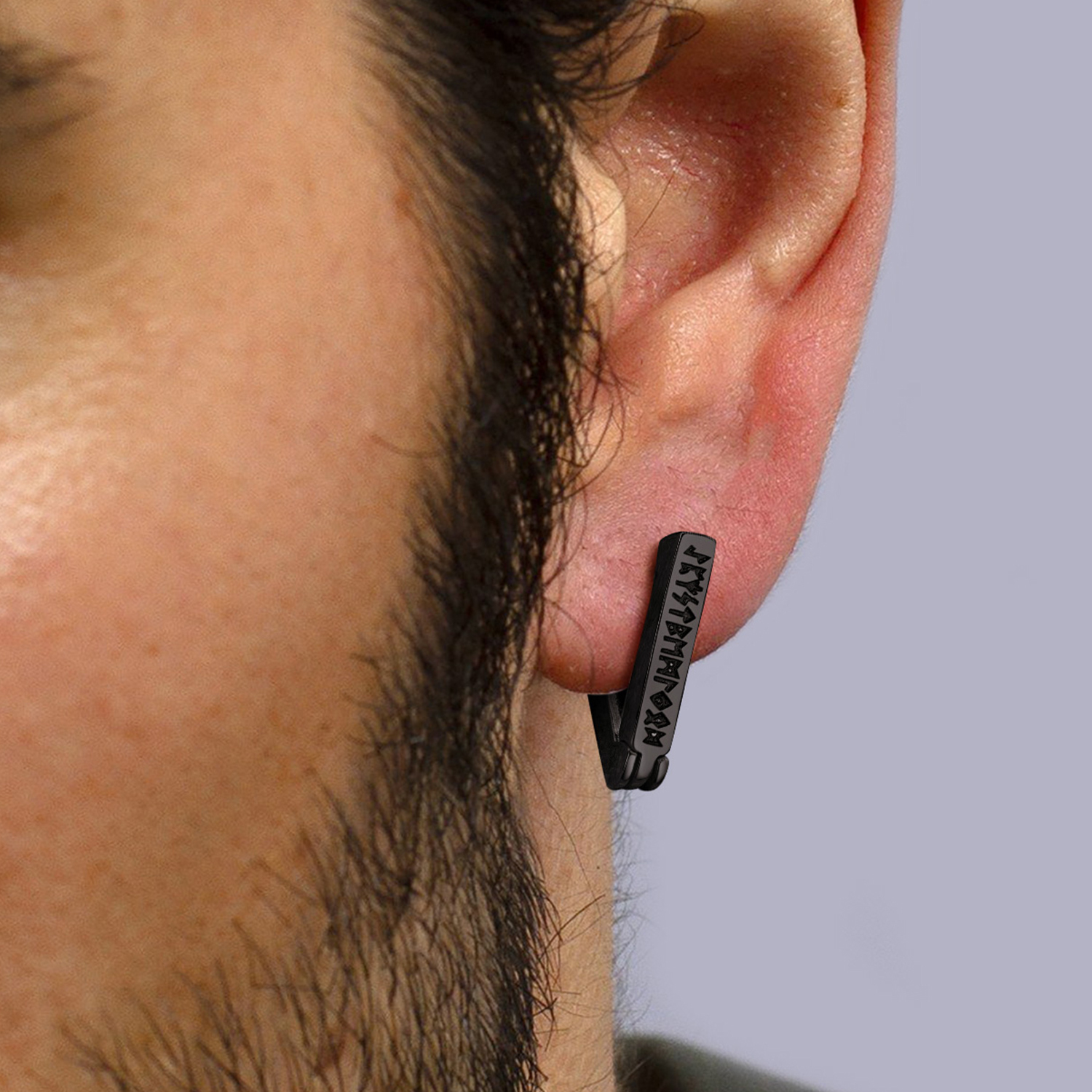 Triangle Viking Rune Huggie Hoop Earrings for Men