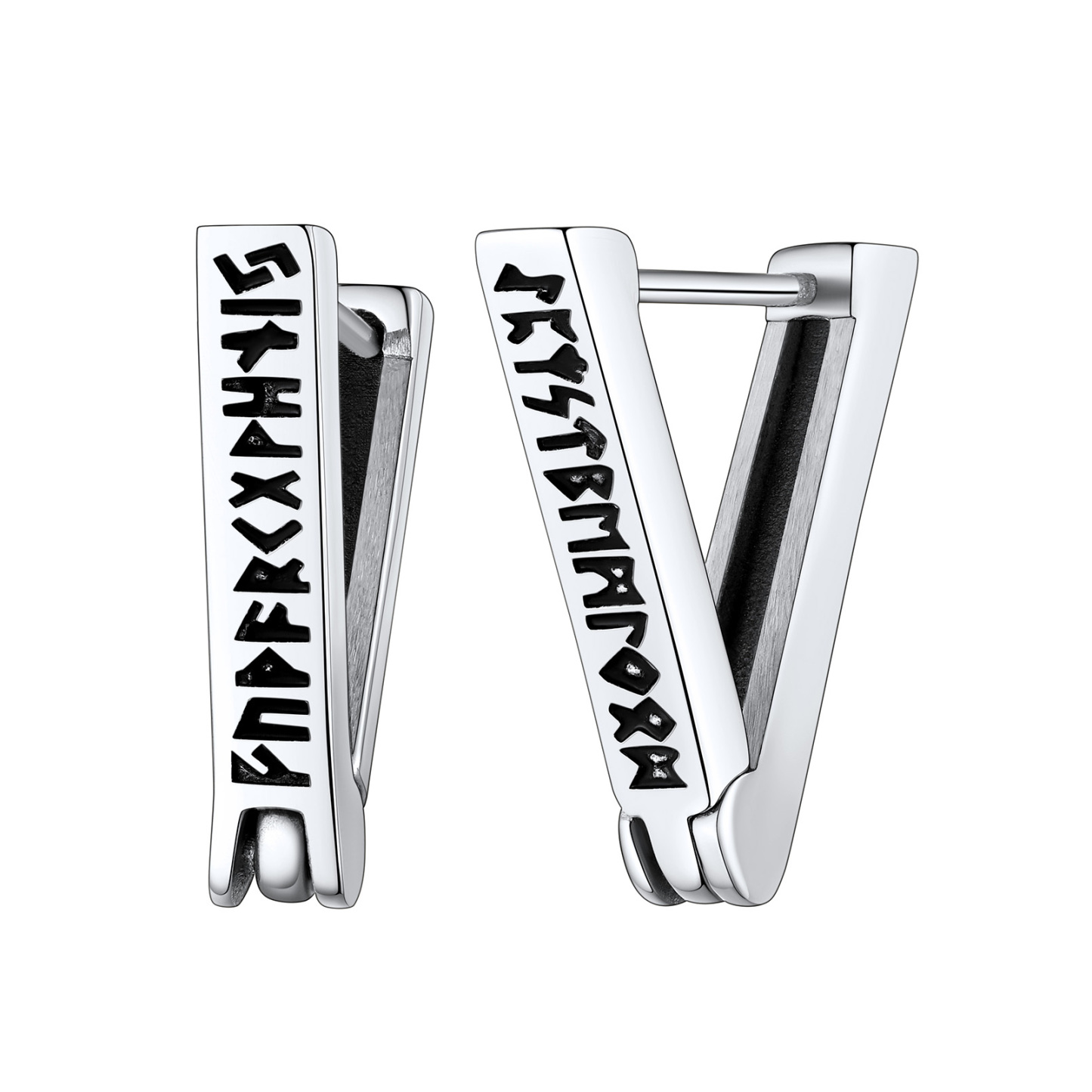 Triangle Viking Rune Huggie Hoop Earrings in Stainless Steel