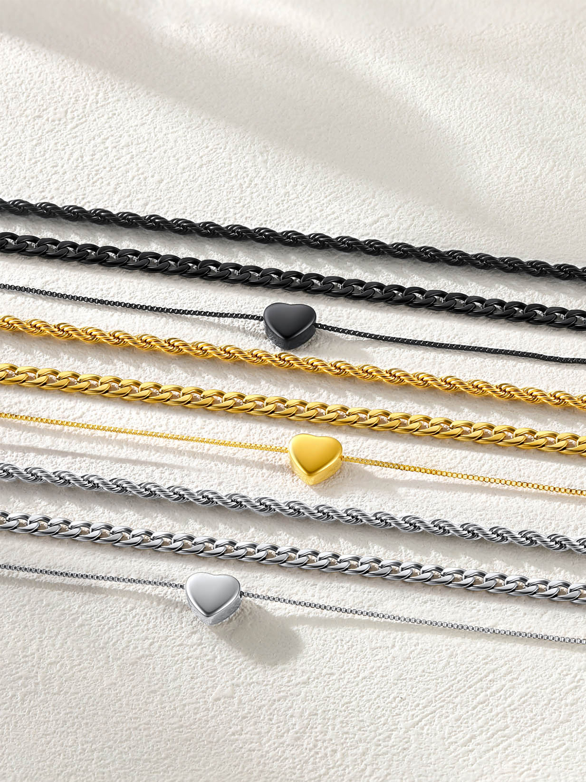 3 Pcs Layered Anklet Set in Stainless