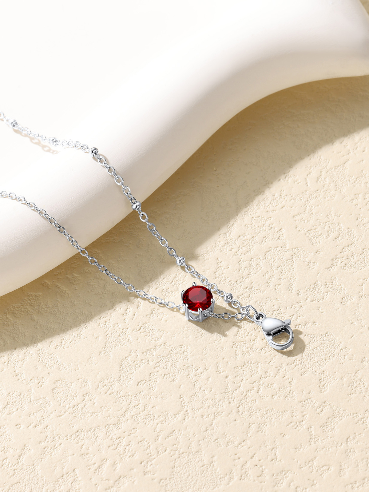 Layered Birthstone Rolo Link Anklet in Stainless