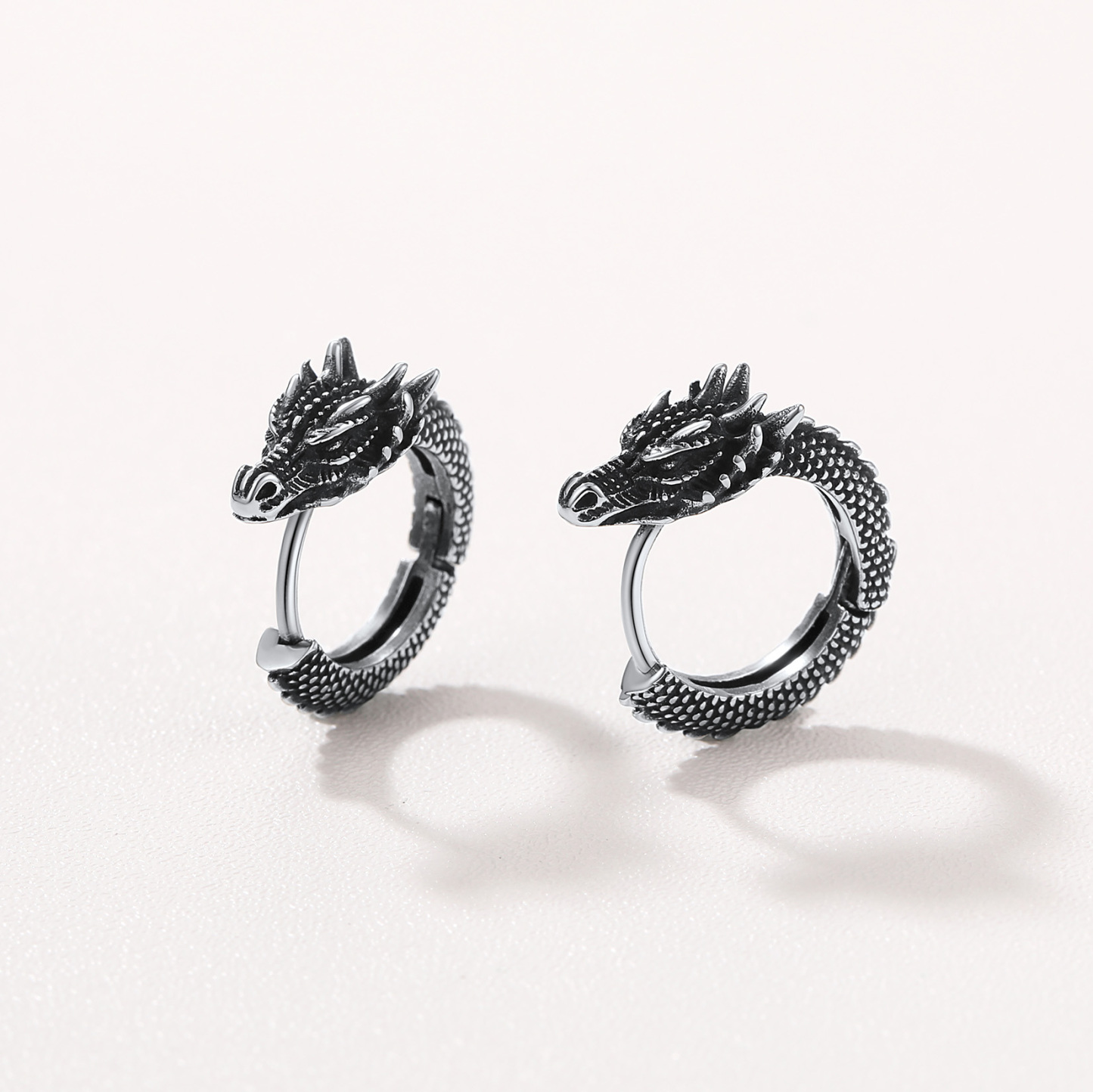 Dragon Huggie Hoop Earrings, Stainless Steel-02