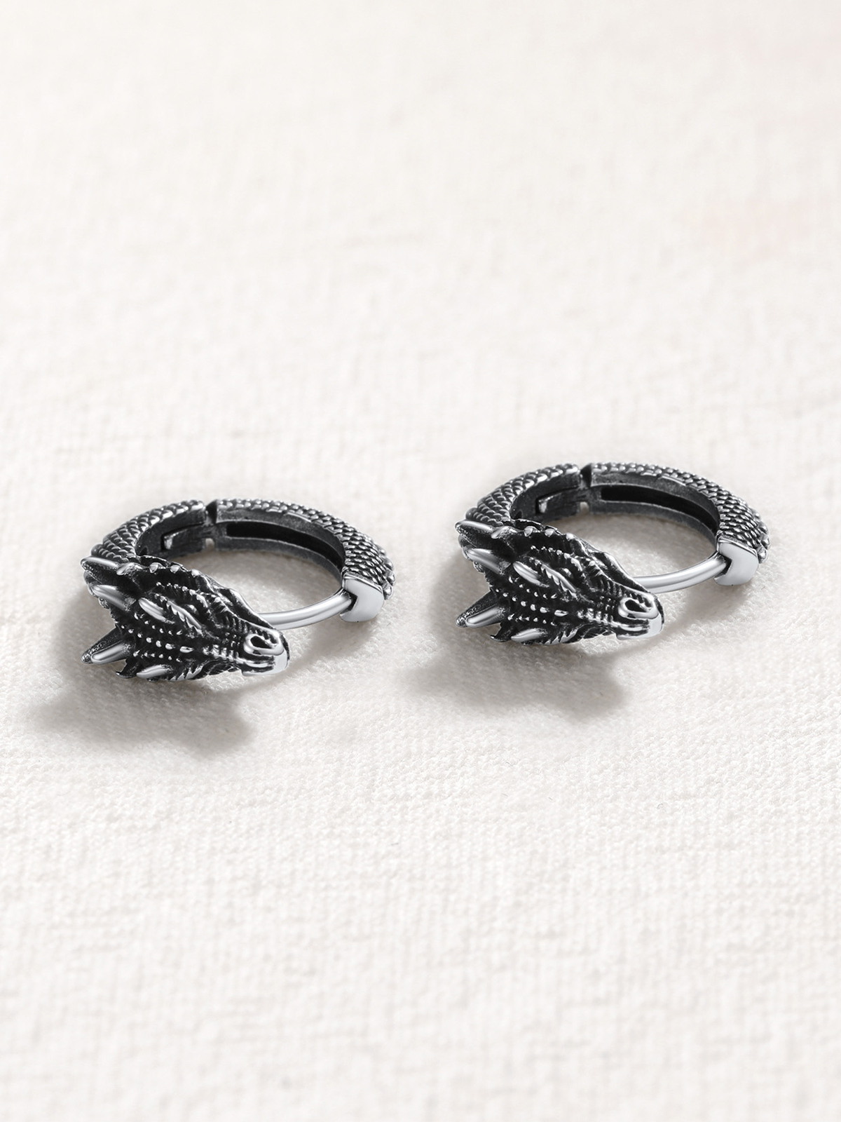 Dragon Huggie Hoops Punk Rock Earrings in Stainless Steel