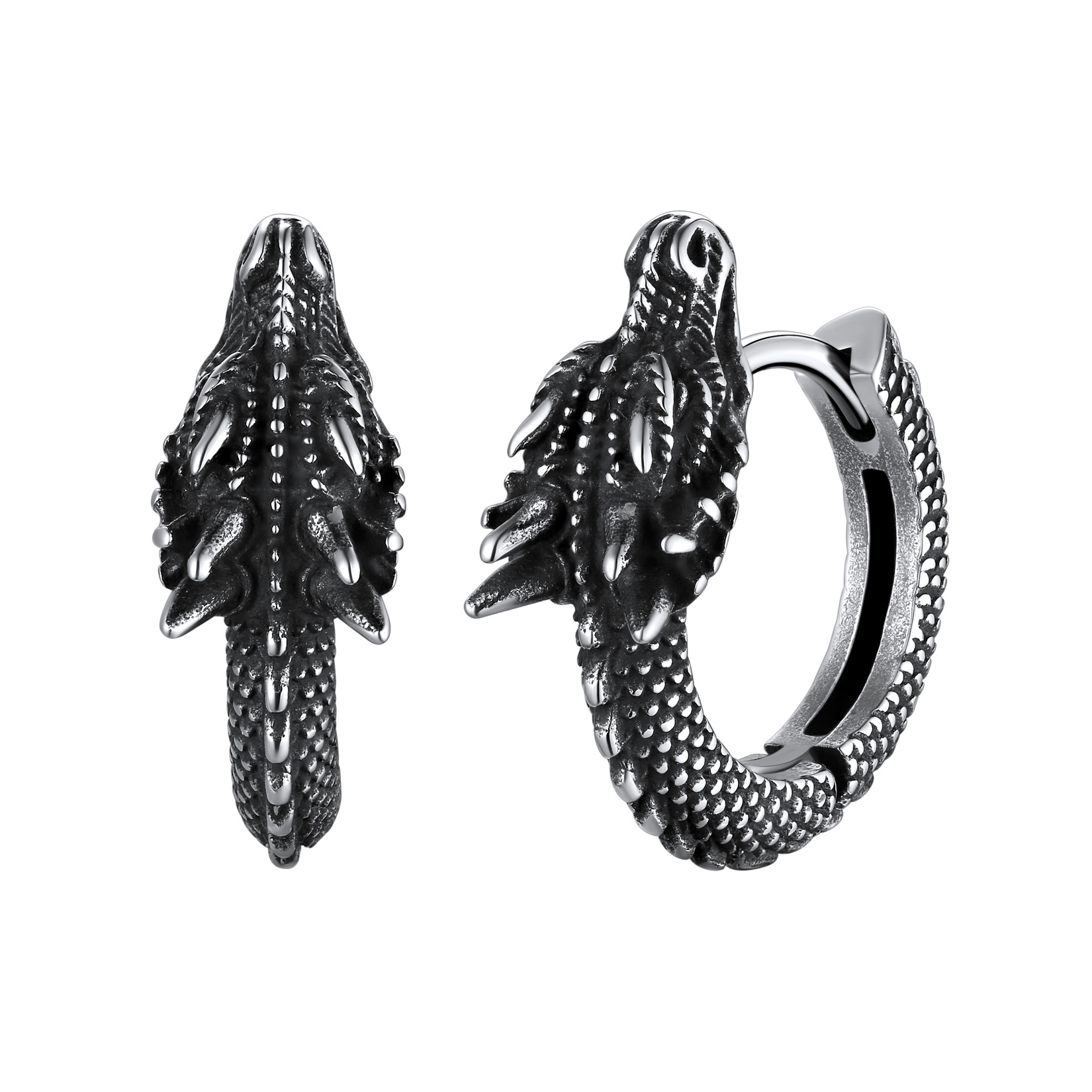 ZS Gothic Skull Hoop Earrings – Stainless Steel Punk Huggie Earrings For Men/Women, Hypoallergenic, Nickel-Free