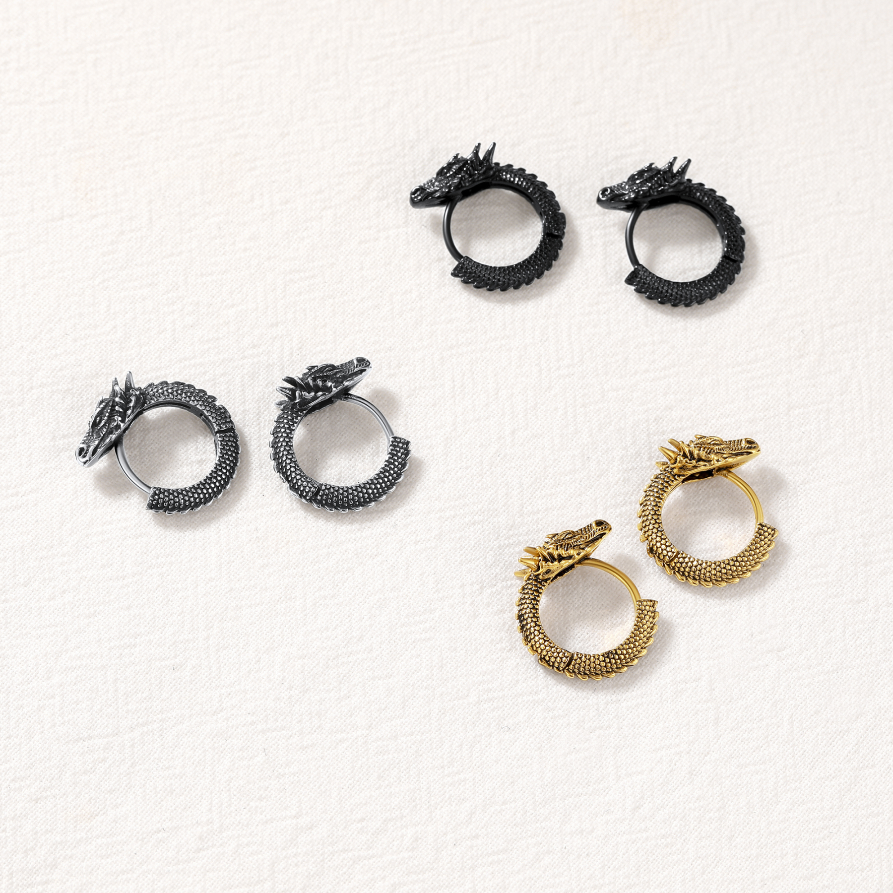 Dragon Huggie Hoop Earrings in Different Colors