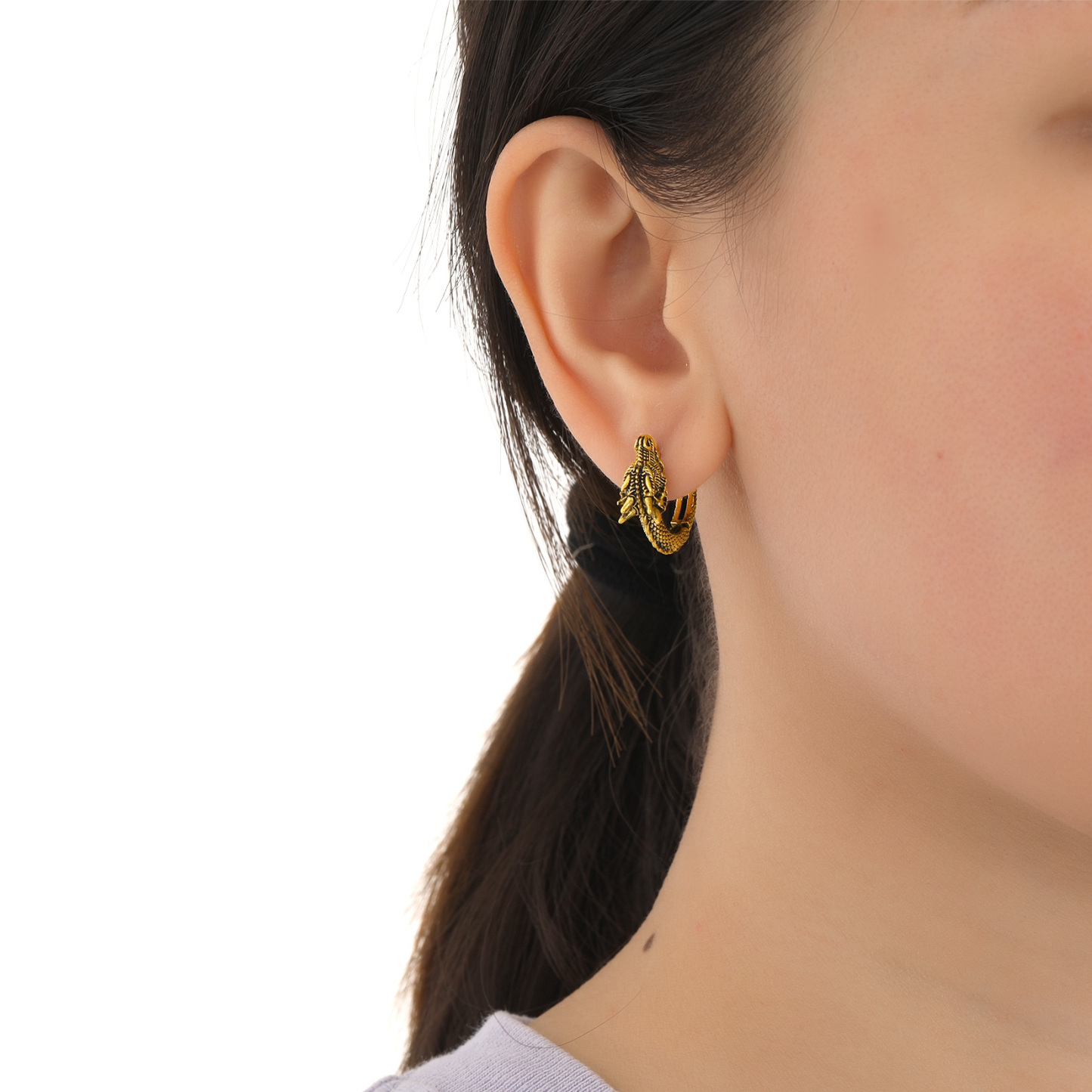 Dragon Huggie Hoop Earrings for Women-03