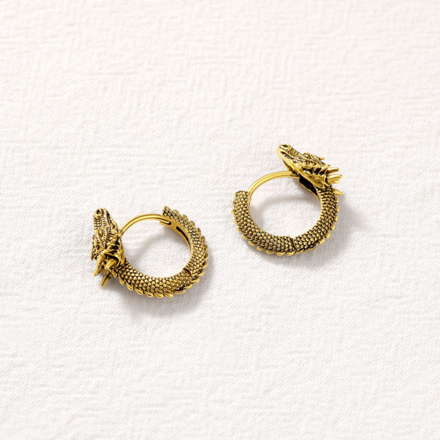 Dragon Huggie Hoop Earrings, 18K Gold Plated-03