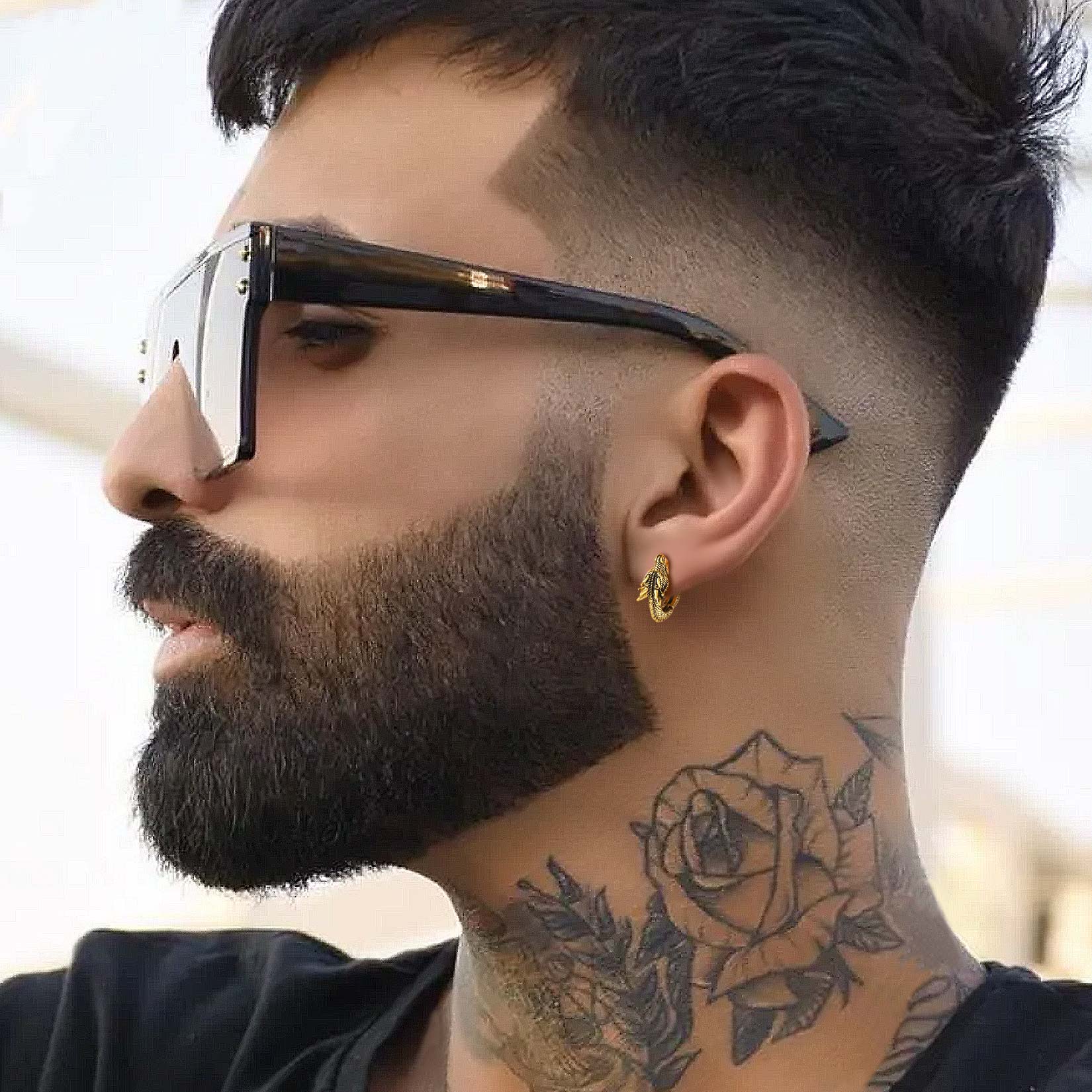 Dragon Huggie Hoop Earrings for Men