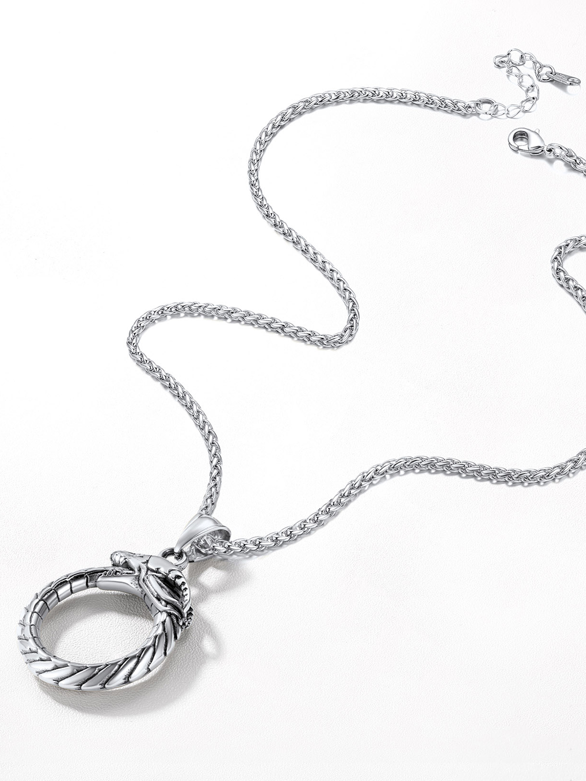 Ouroboros Dragon Pendant Animal Necklace in Stainless