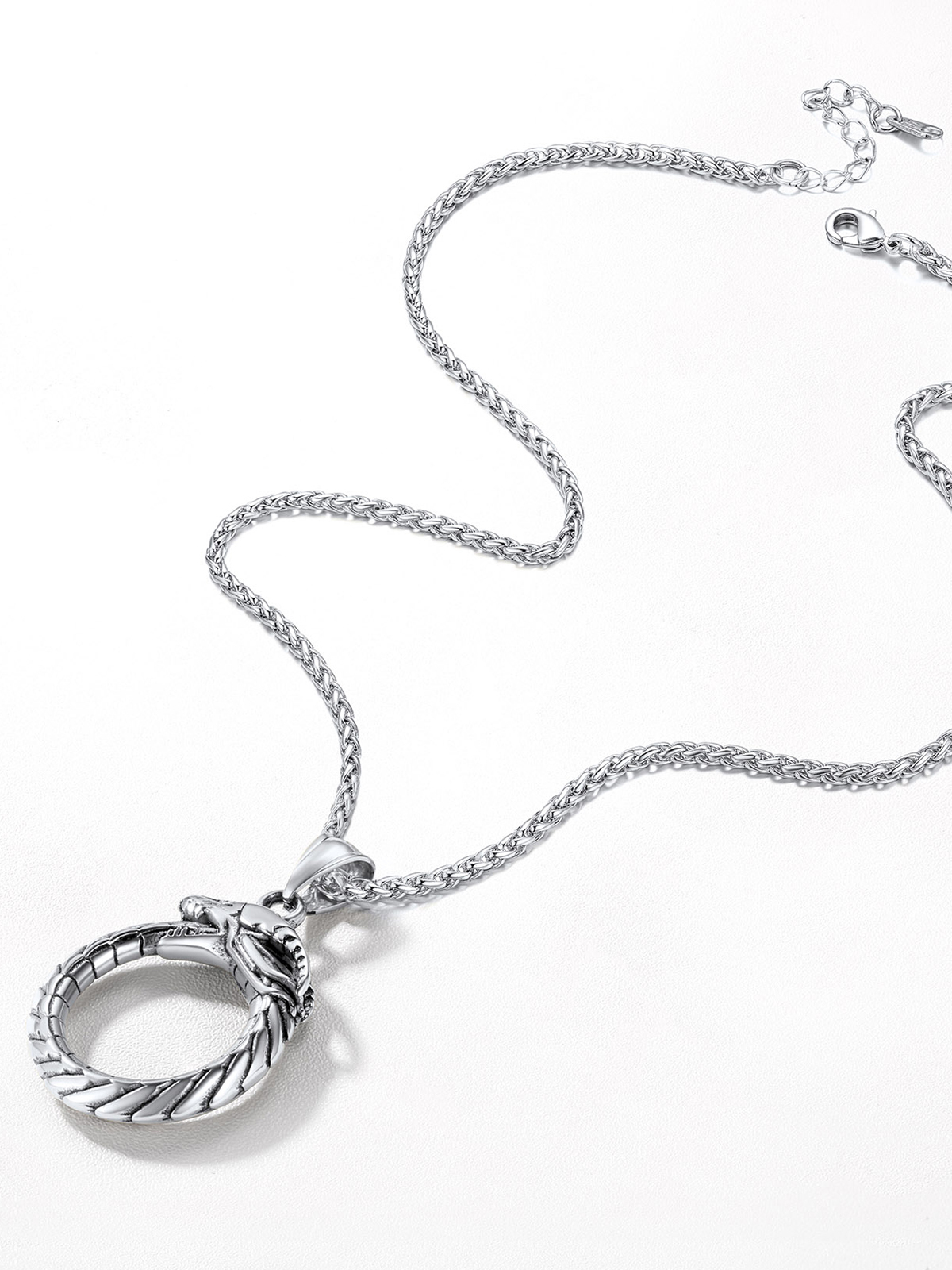 Ouroboros Dragon Pendant Animal Necklace in Stainless