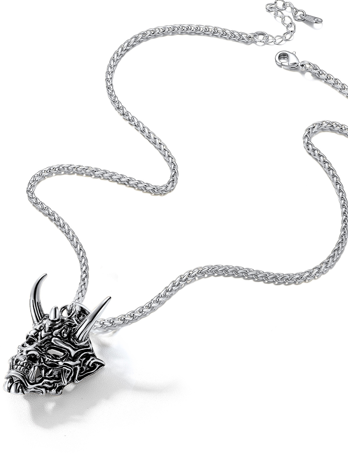 Halloween Gothic Jewelry Demon Horn Pendant Punk Evil Necklace in Stainless