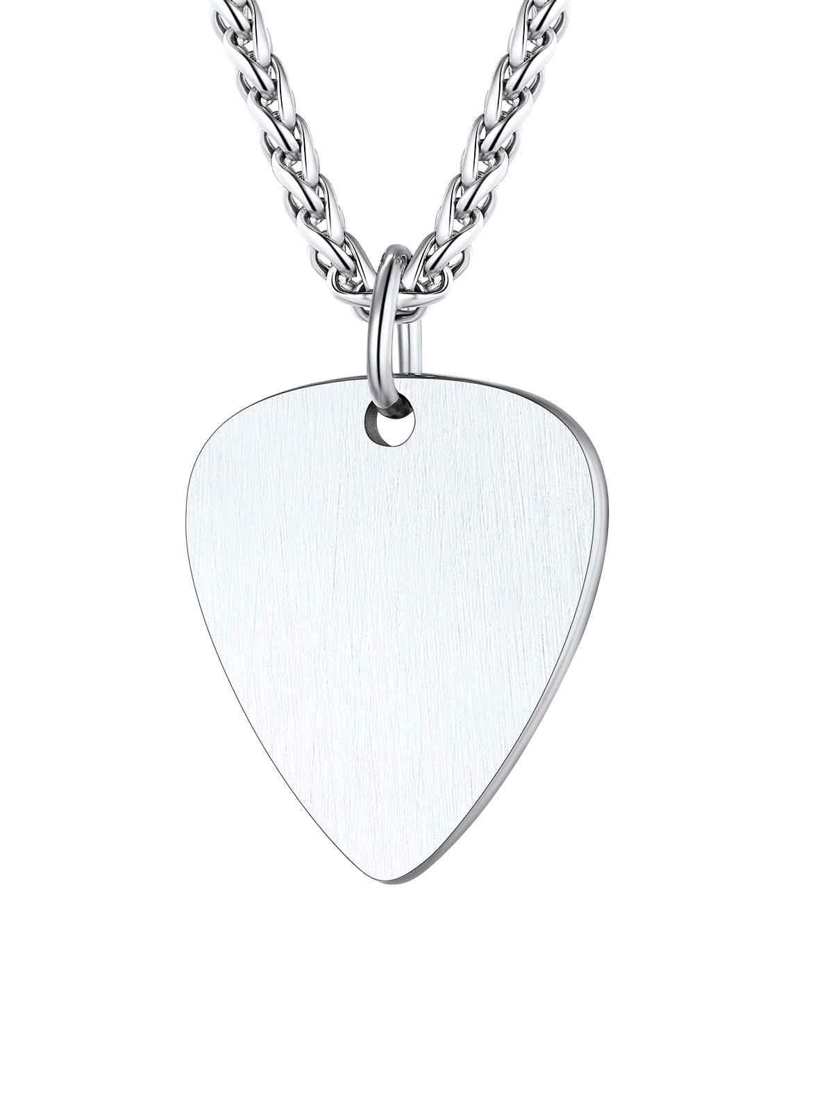 Gothic Skull Pendant Guitar Pick Necklace in Stainless