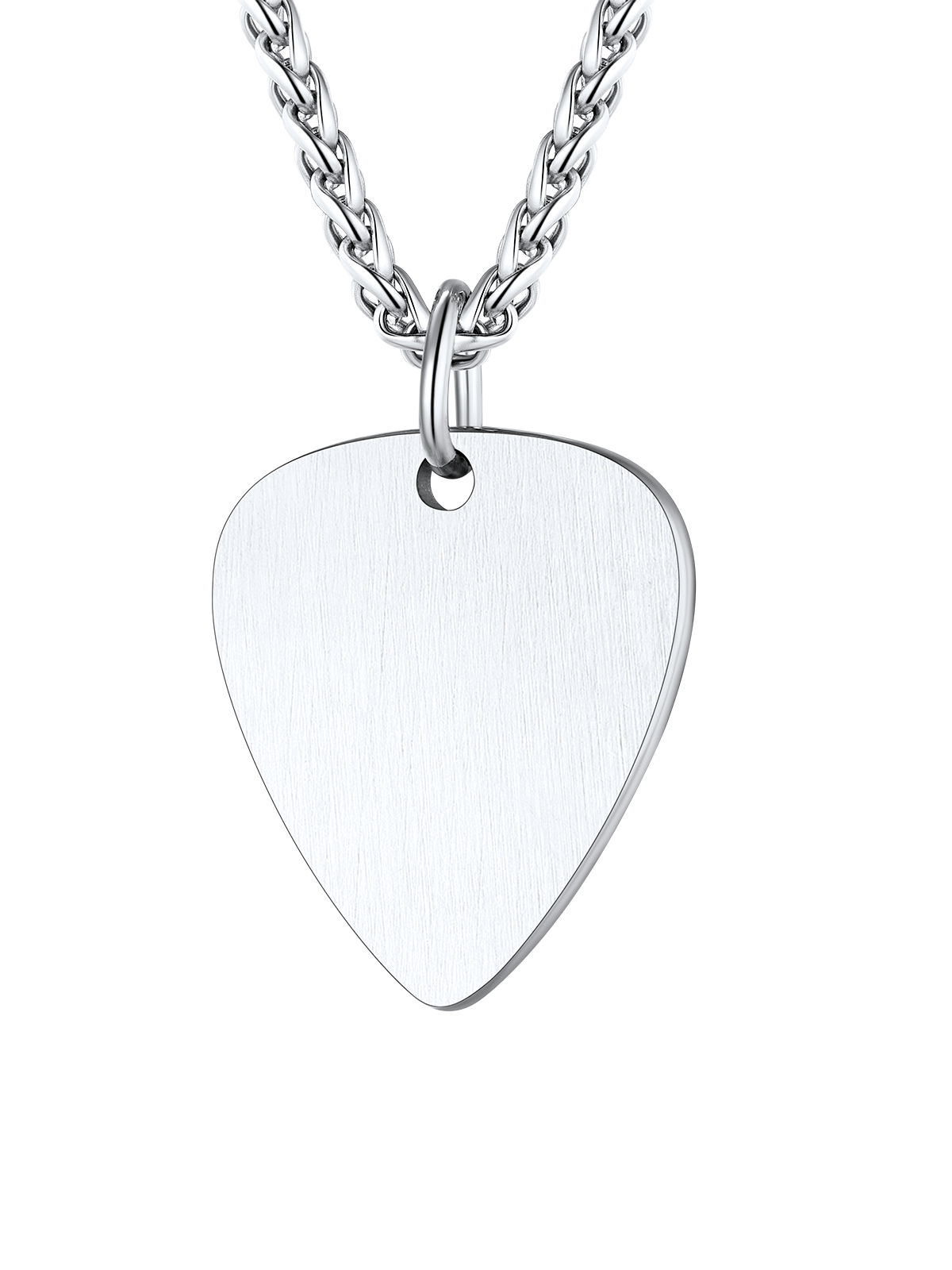 Gothic Skull Pendant Guitar Pick Necklace in Stainless
