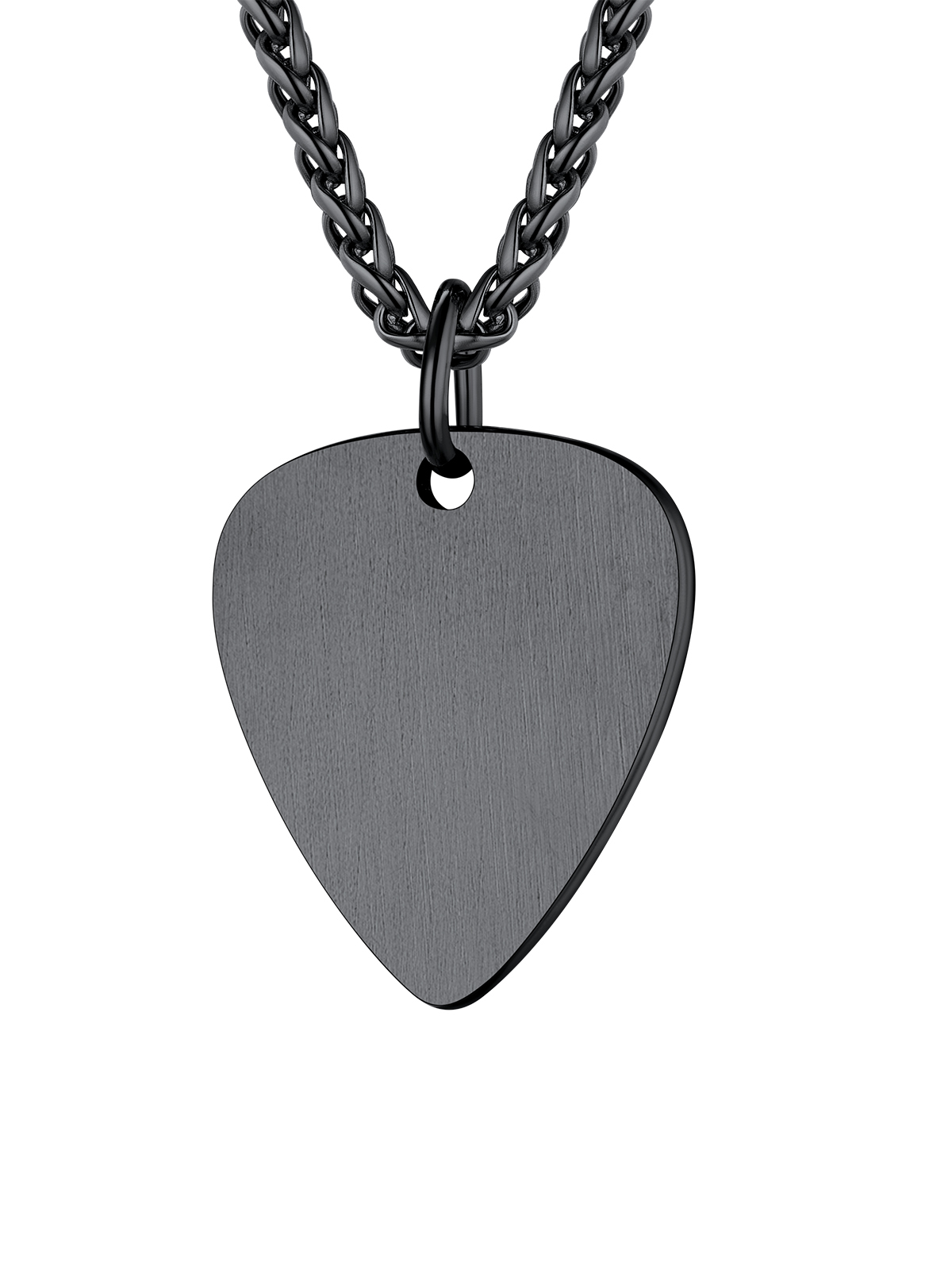 Gothic Skull Pendant Guitar Pick Necklace in Black