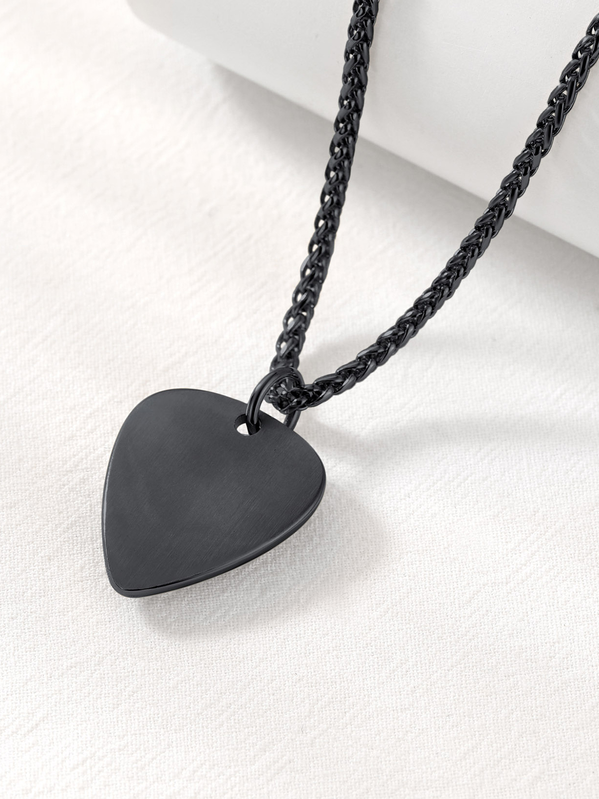 Gothic Skull Pendant Guitar Pick Necklace in Black