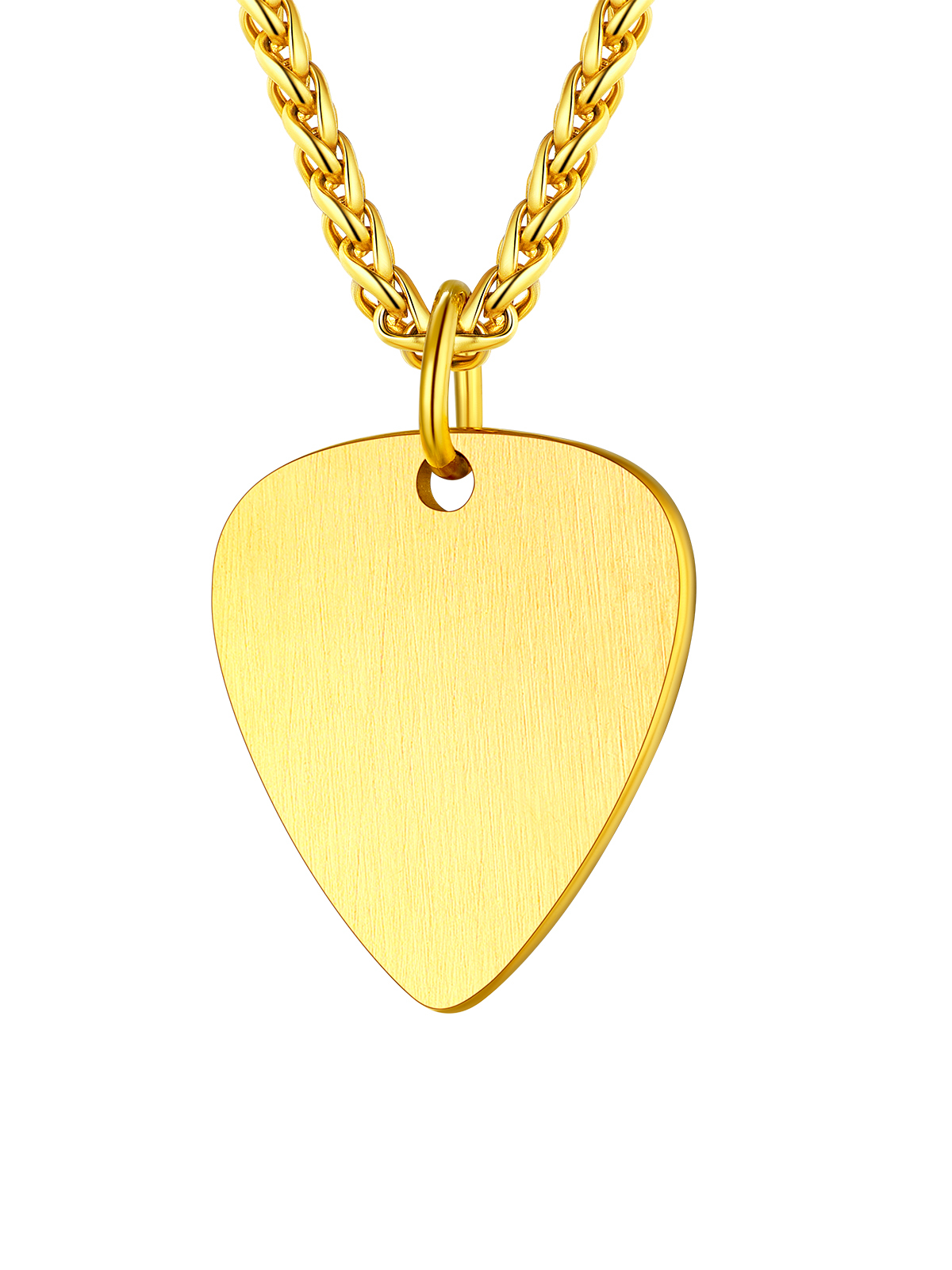 Gothic Skull Pendant Guitar Pick Necklace in 18K Gold