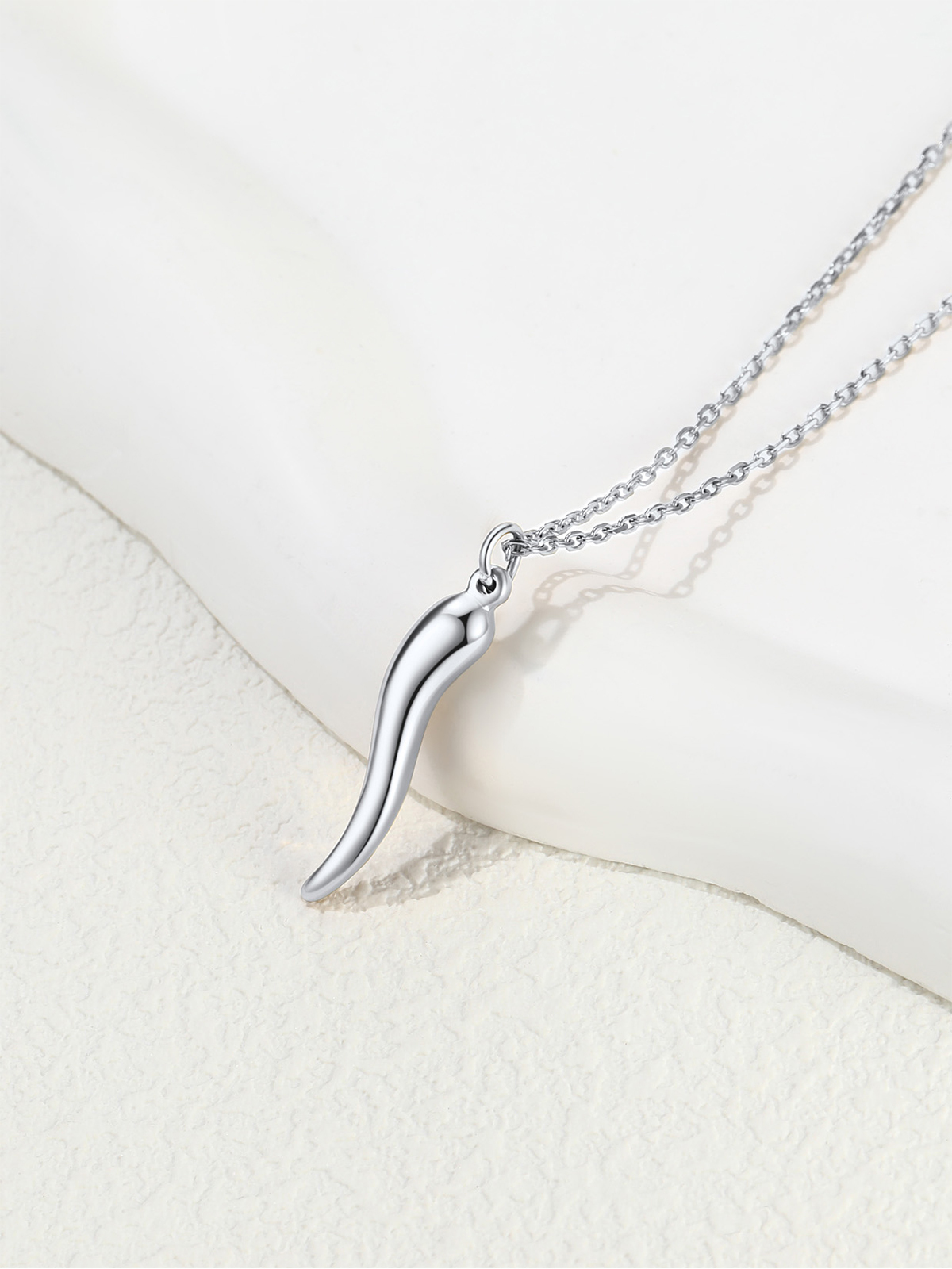 Cornicello Necklace Italian Horn Pendant in Stainless