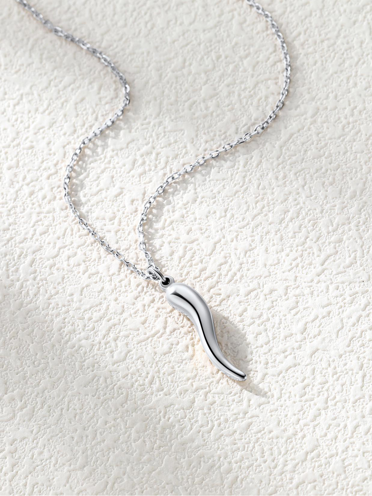 Cornicello Necklace Italian Horn Pendant in Stainless