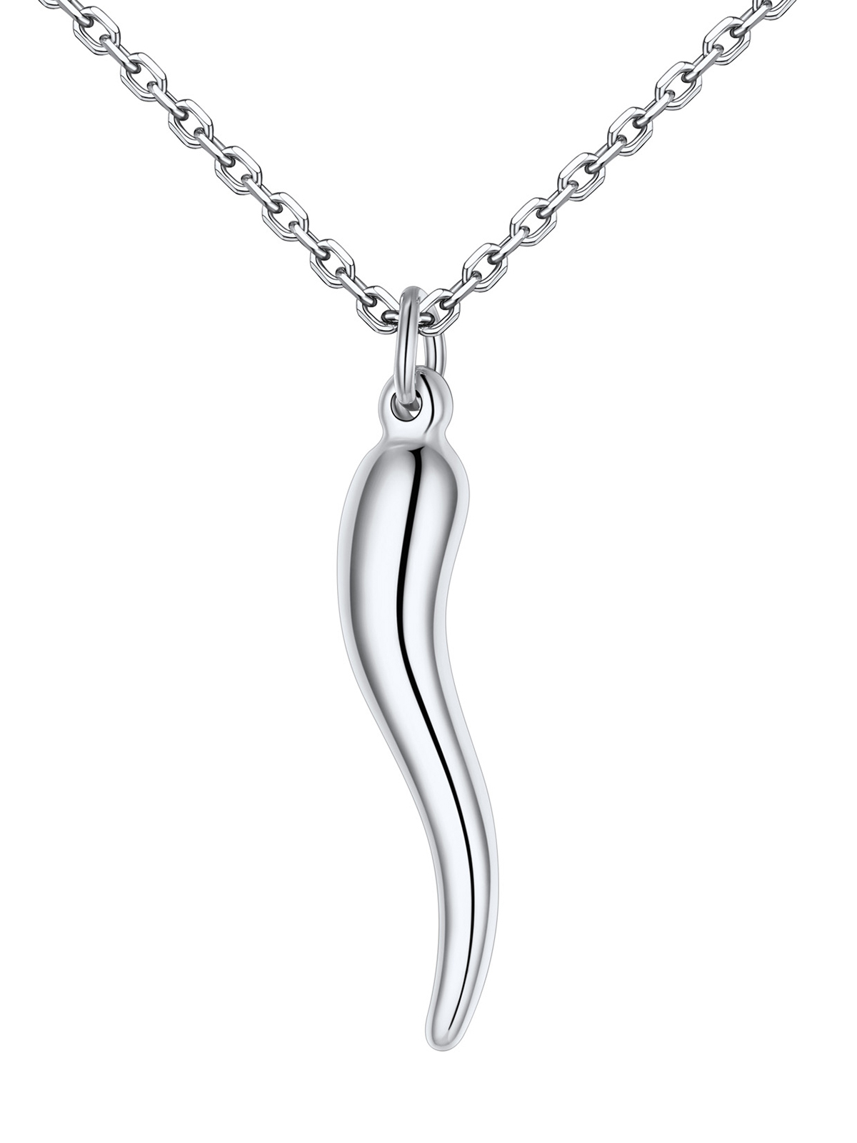 Cornicello Necklace Italian Horn Pendant in Stainless