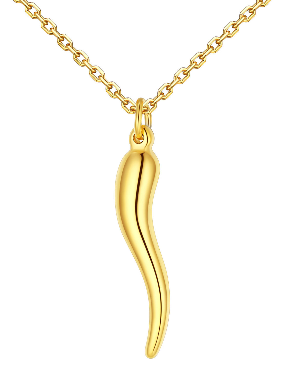 Cornicello Necklace Italian Horn Pendant in 18K Gold