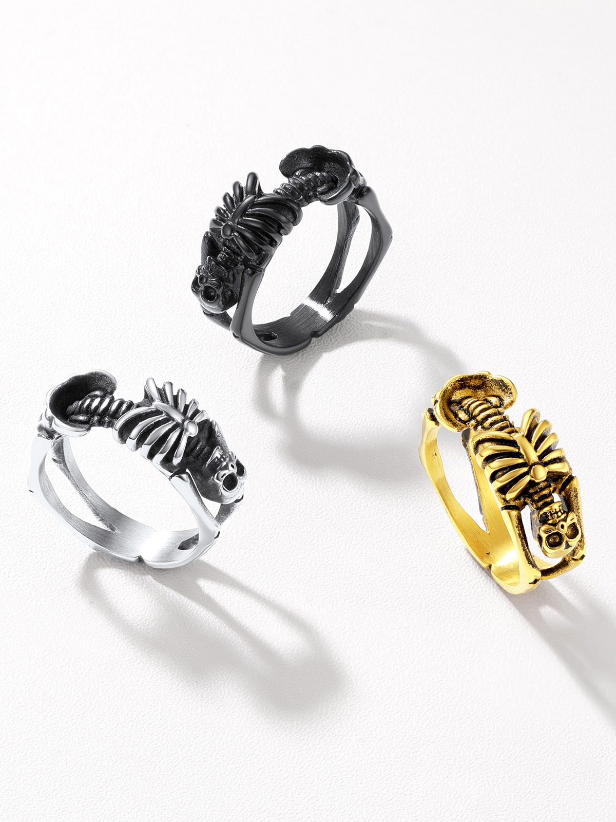9mm Chunky Gothic Skull Ring in Stainless