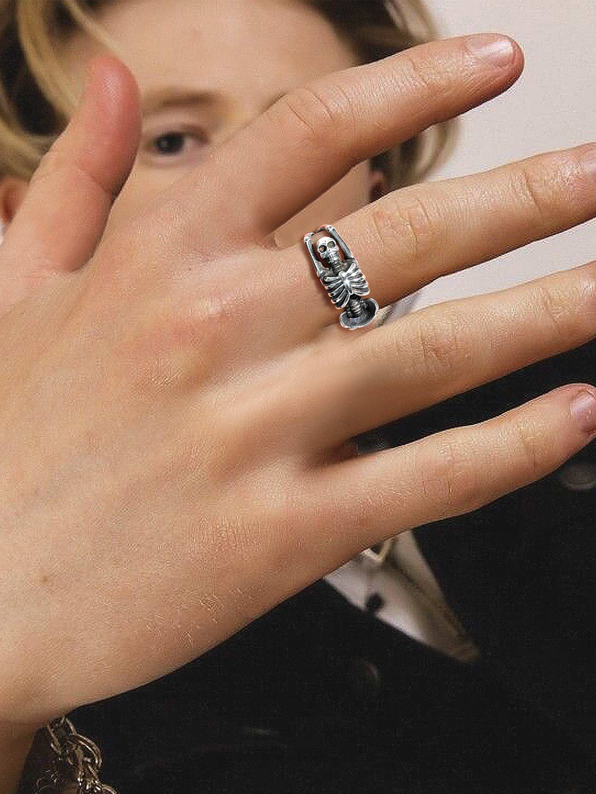 9mm Chunky Gothic Skull Ring in Stainless
