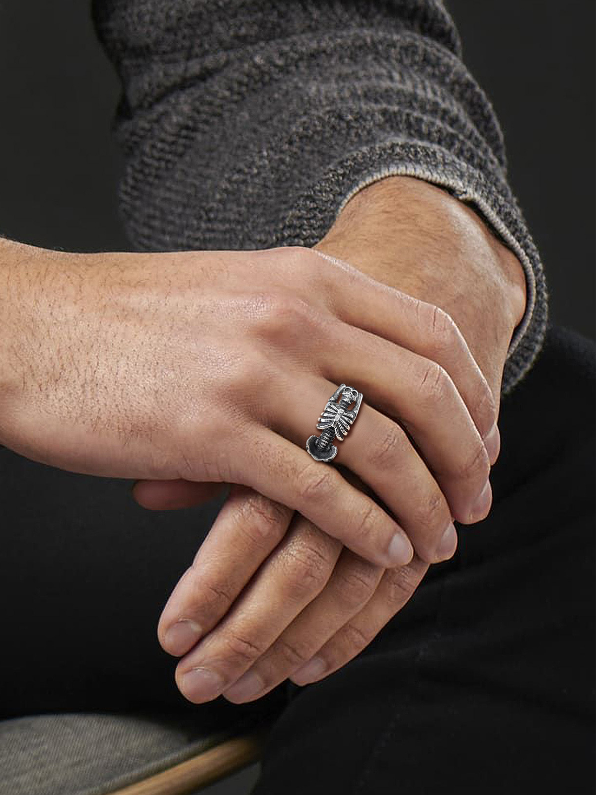 9mm Chunky Gothic Skull Ring in Stainless