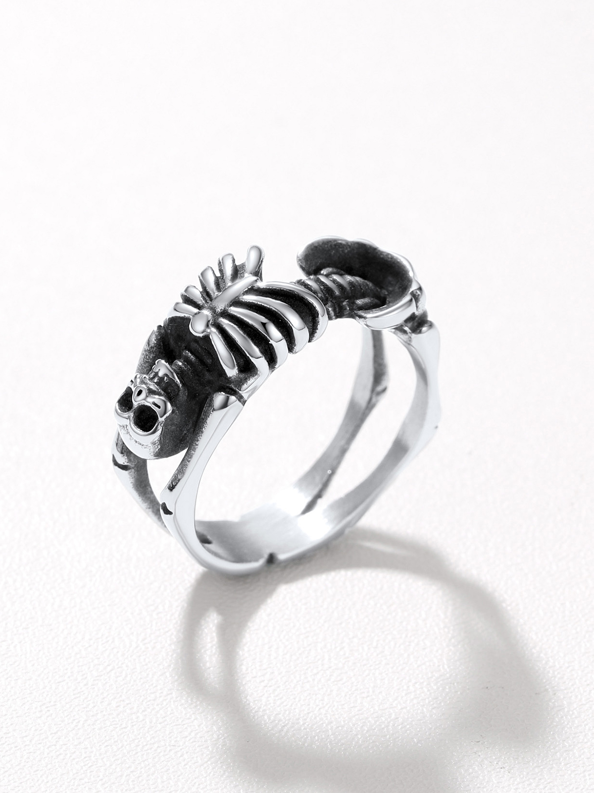 9mm Chunky Gothic Skull Ring in Stainless
